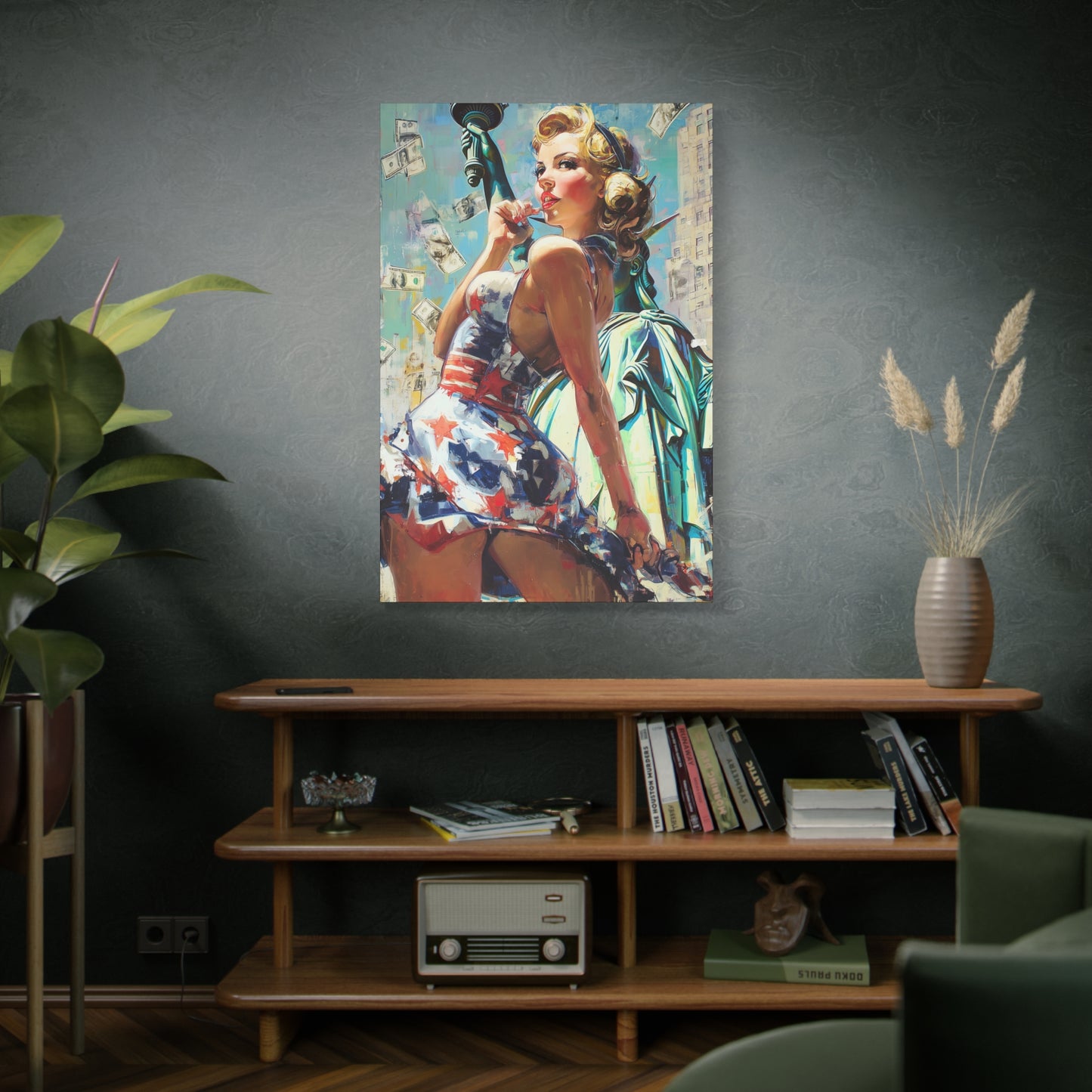 Gallery Wrapped Canvas, American Nonsense Art Canvas, Political Pinup Art Canvas – Bonnie