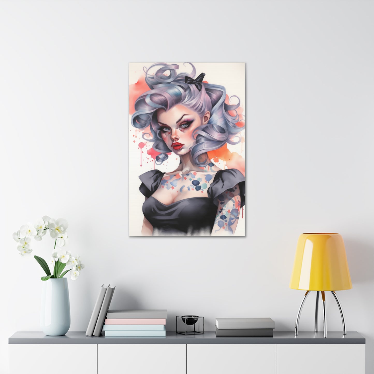 Gallery Wrapped Canvas, Edgy Tattooed Beauty, Urban Pop Art Canvas – Noelle