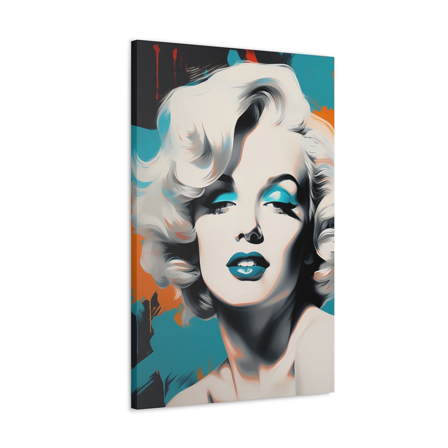 Canvas Wall Art, Gallery Wrapped Pop Art, Celebrity Wall Art – Marilyn Monroe - Orange and Teal