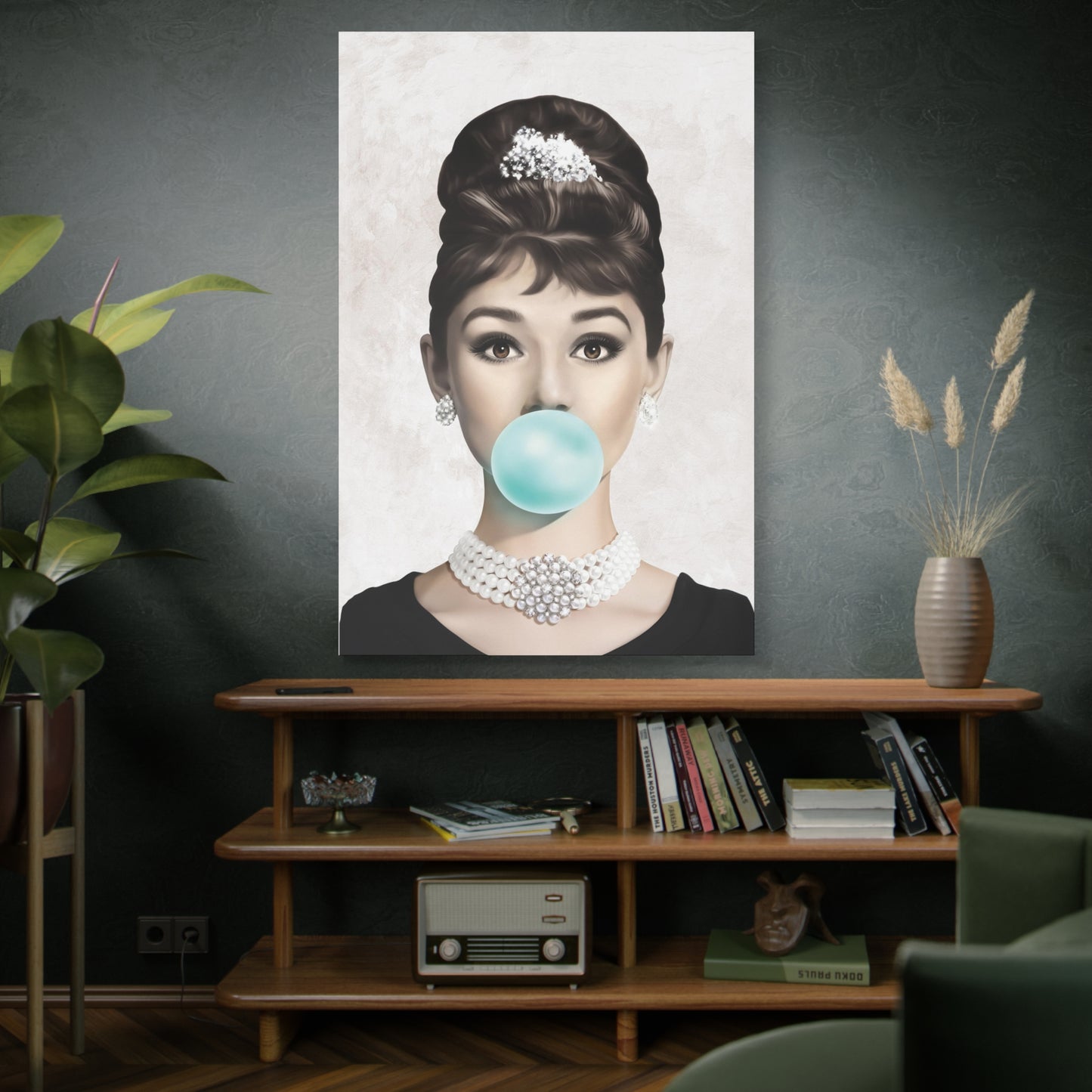 Gallery Wrapped Canvas, Audrey Hepburn Art Canvas, Celebrity Diva Art Canvas – Audrey Hepburn Bubblegum