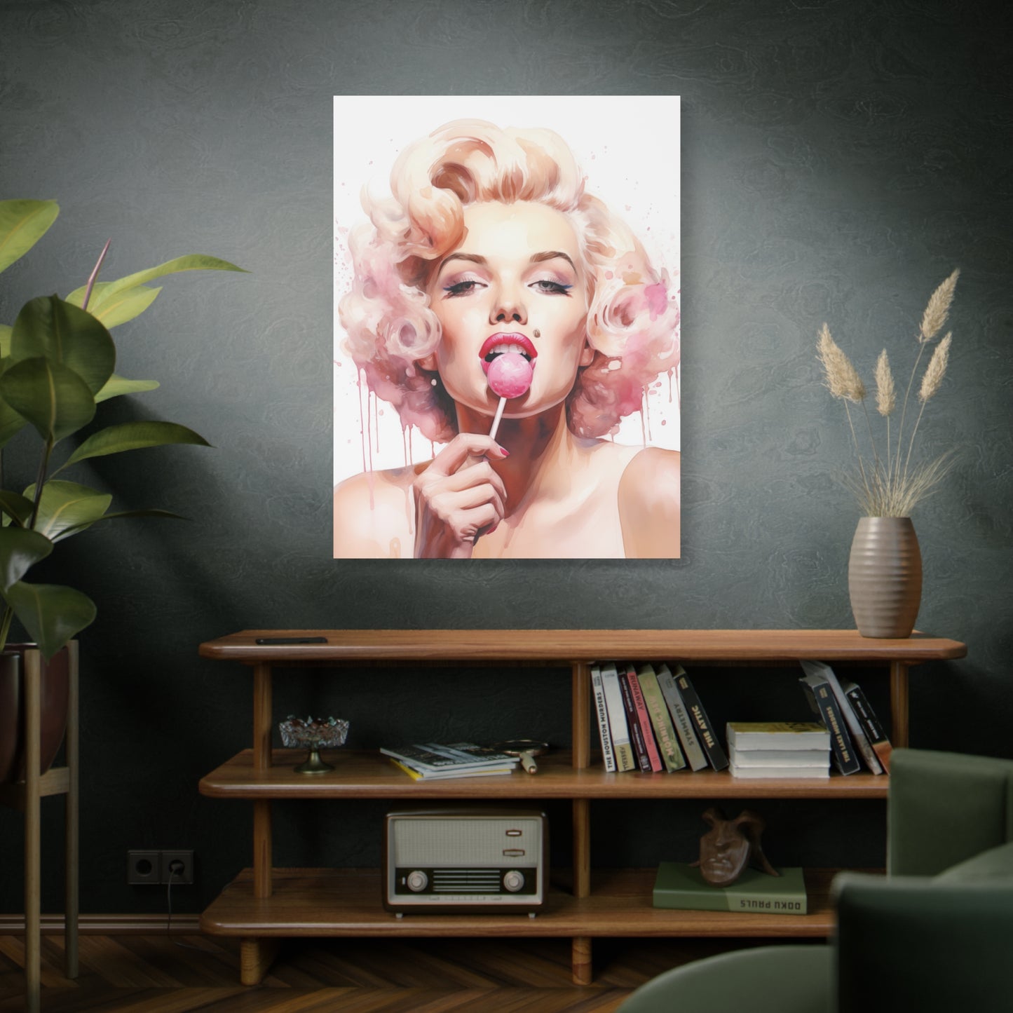 Canvas Wall Art, Gallery Wrapped Pop Art, Celebrity Wall Art – Marilyn Monroe - Lollipop