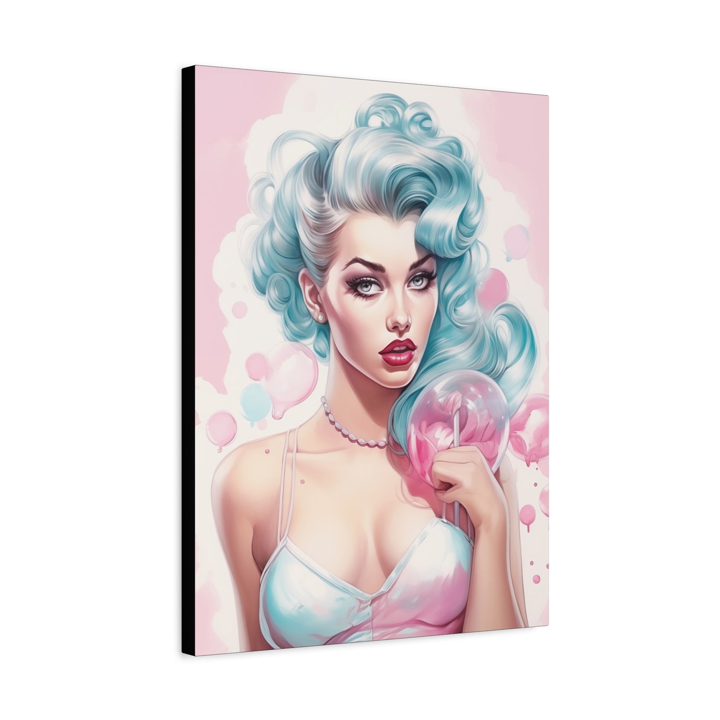 Canvas Gallery Wrapped High-Fashion Wall Art, Stylish Decor, Retro Femme Doll Pop Art – Tessa