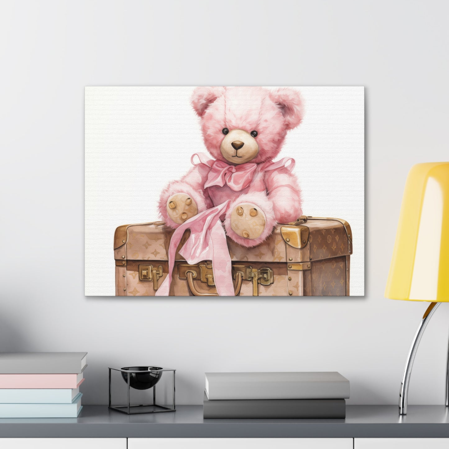 Canvas Gallery Wrap - LV Bear Wall Art - Gold Buttons