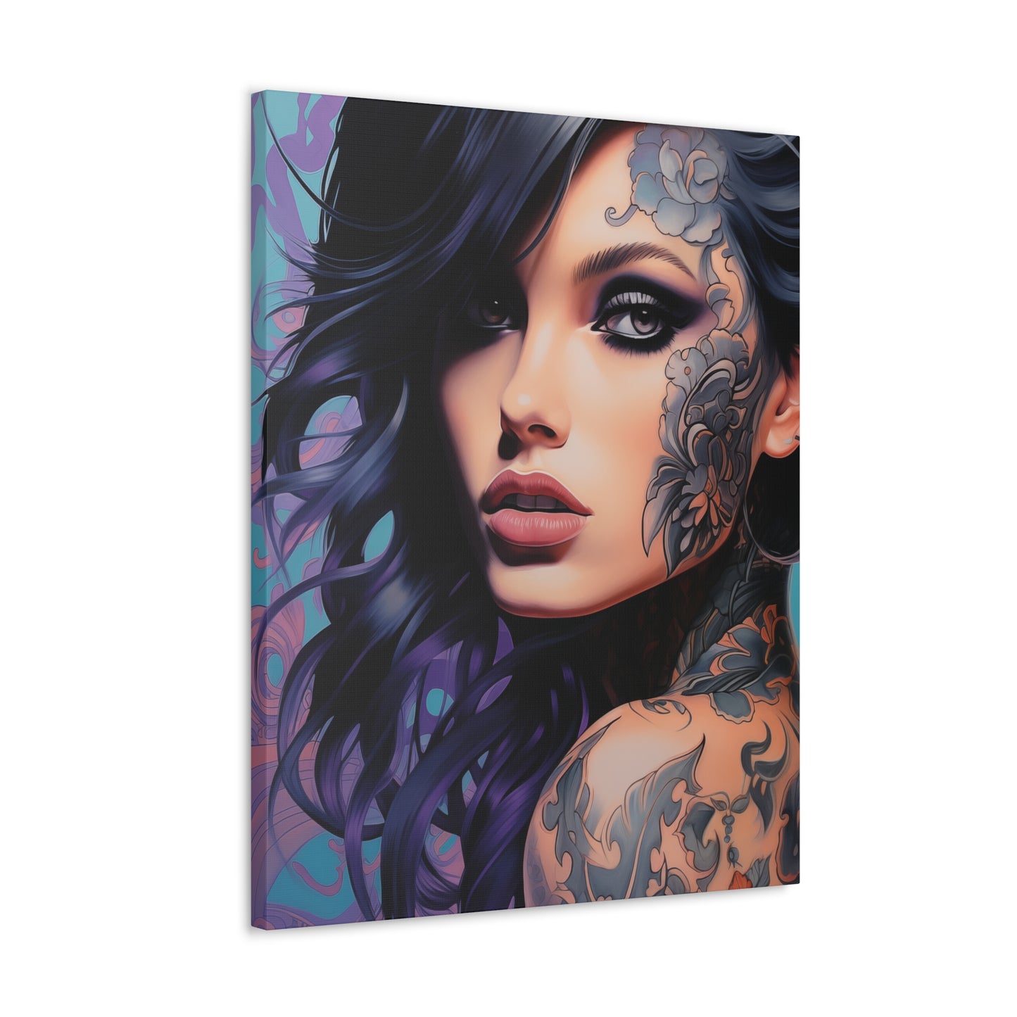 Gallery Wrapped Canvas, Edgy Tattooed Beauty, Urban Pop Art Canvas – Dominique