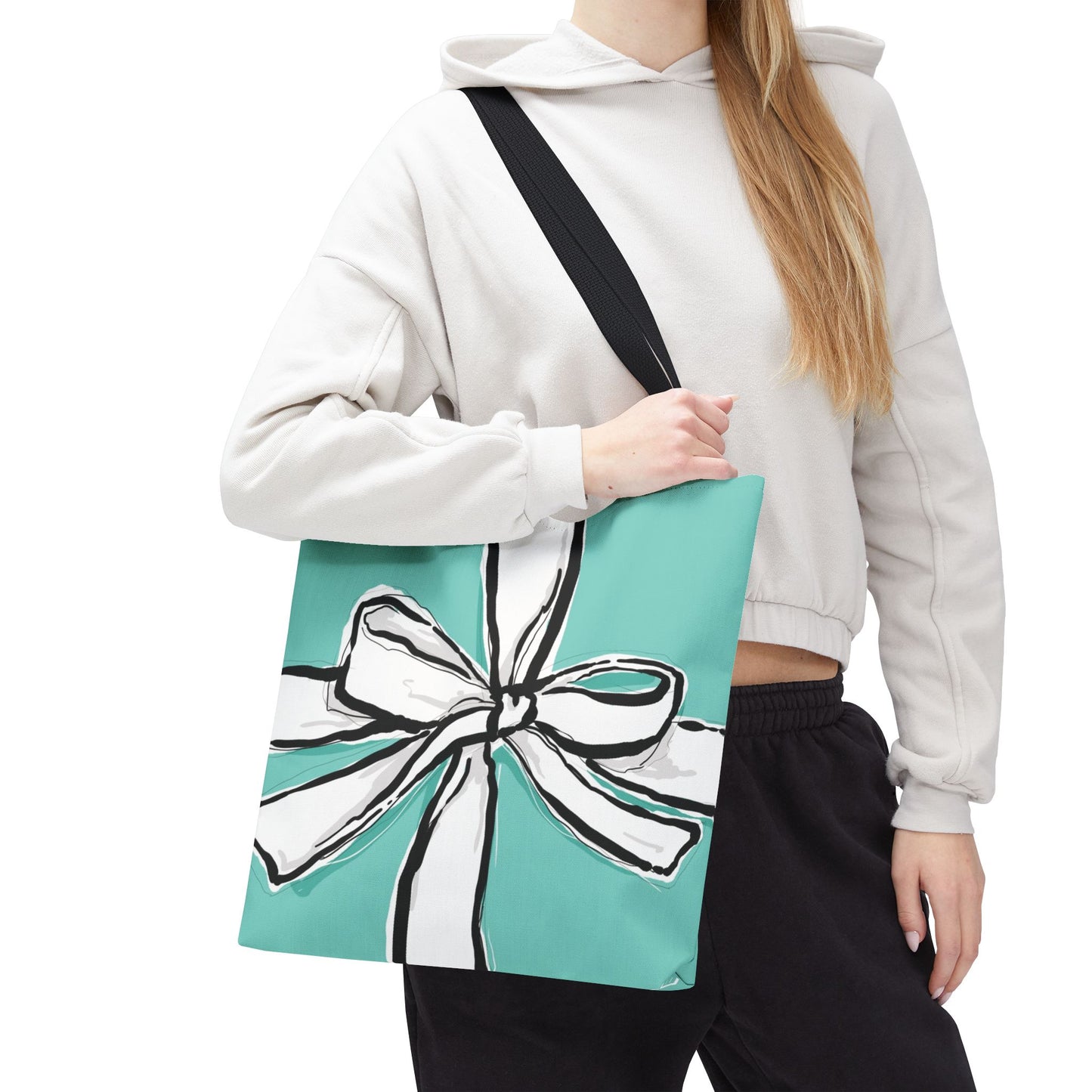 Robin Egg Blue Bow Tote Bag, Utility Tote - Breakfast at Tiffany Inspired Tote - Bow Tote
