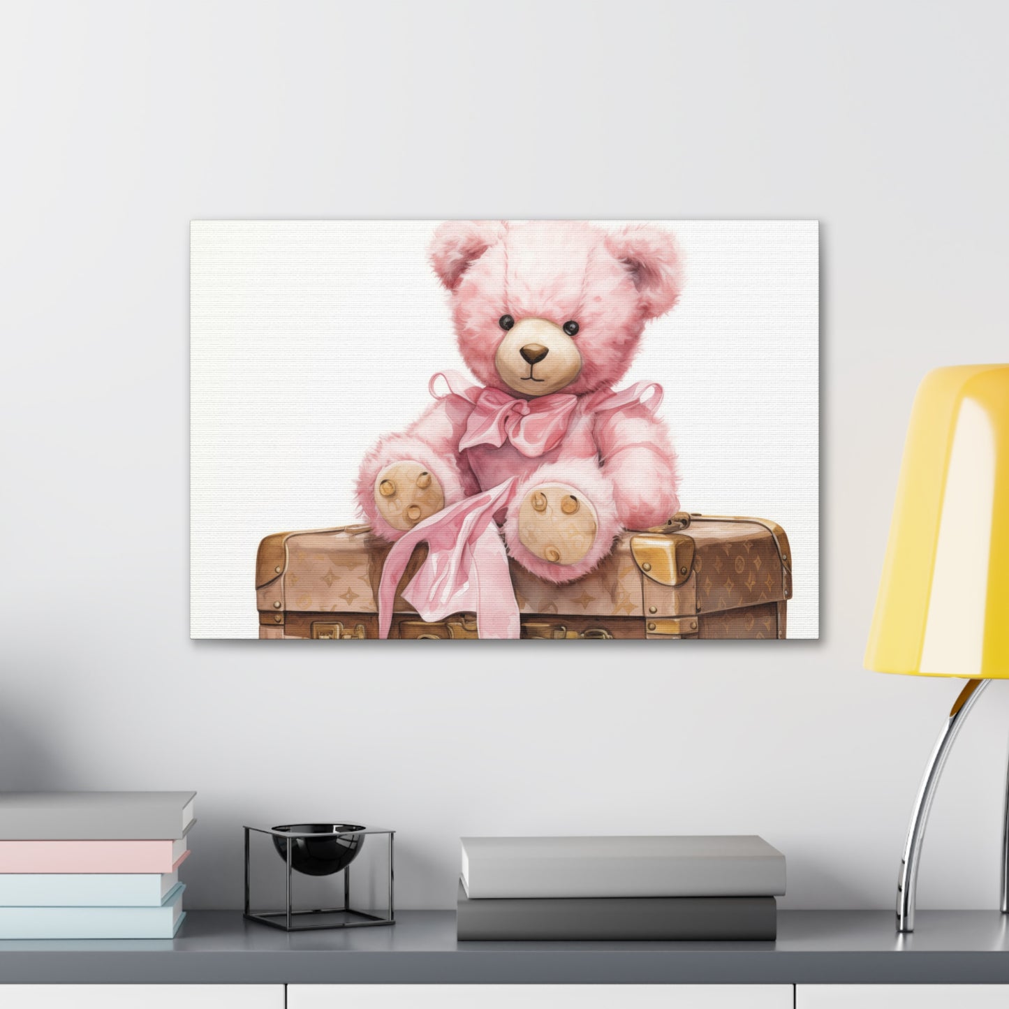 Canvas Gallery Wrap - LV Bear Wall Art - Gold Buttons