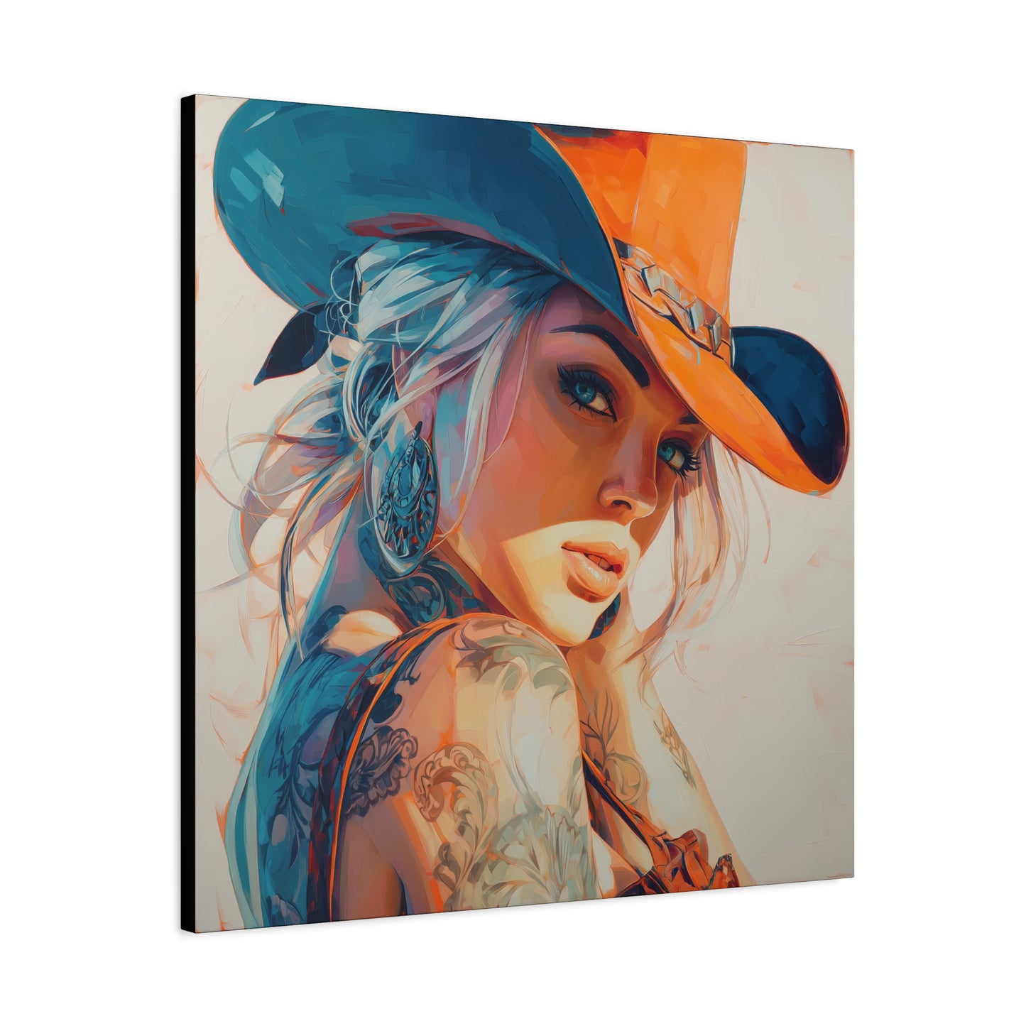 Gallery Wrapped Canvas, Wranglers and Wreckage Art Canvas, Erotic Pinup Art Canvas – Cheyenne