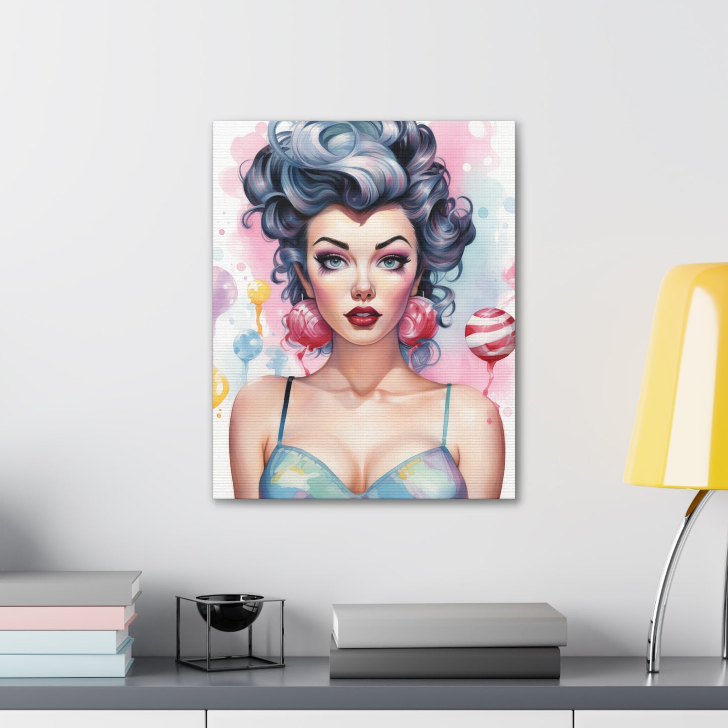 Canvas Gallery Wrapped High-Fashion Wall Art, Stylish Decor, Retro Femme Doll Pop Art – Poppy