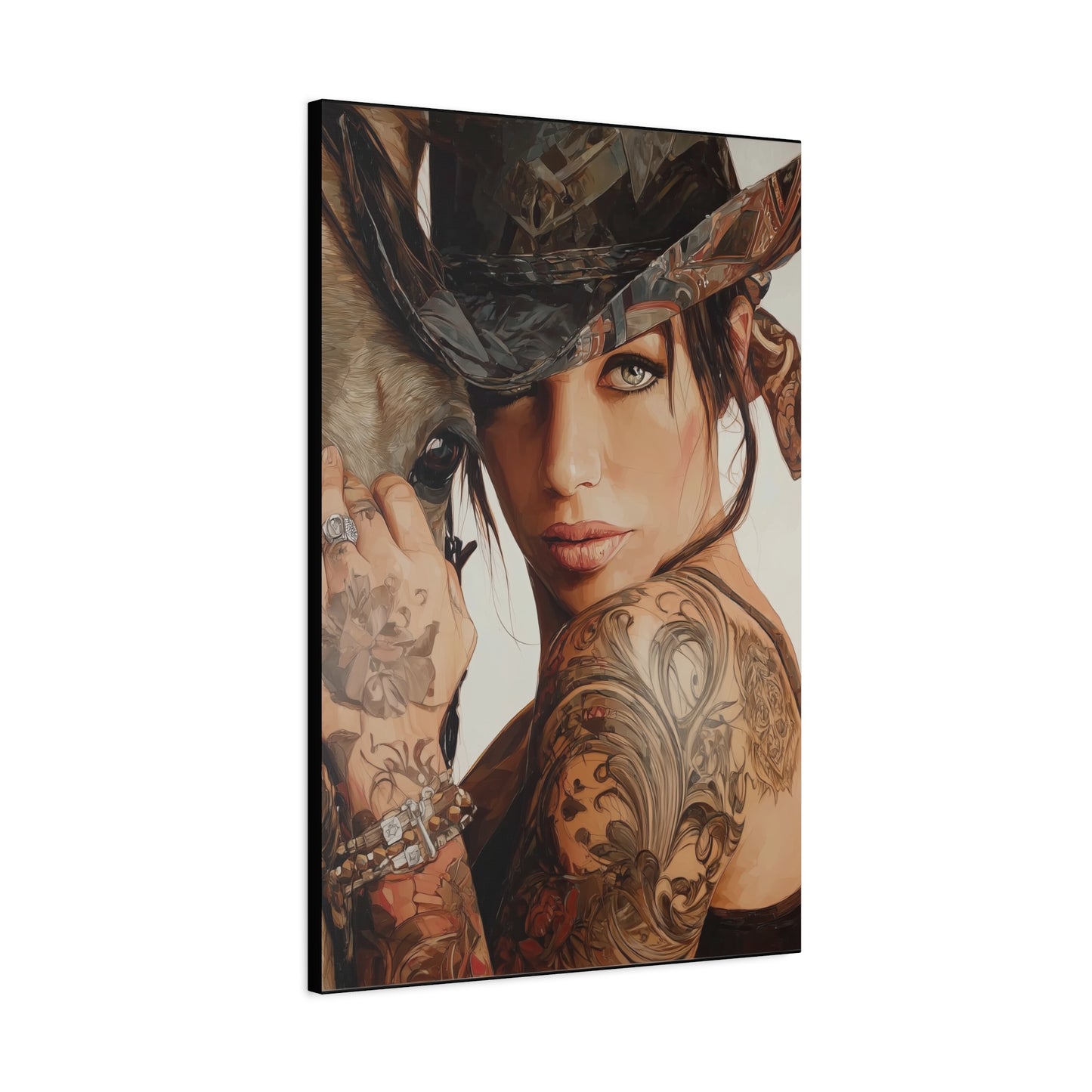 Gallery Wrapped Canvas, Wranglers and Wreckage Art Canvas, Erotic Pinup Art Canvas – Georgia