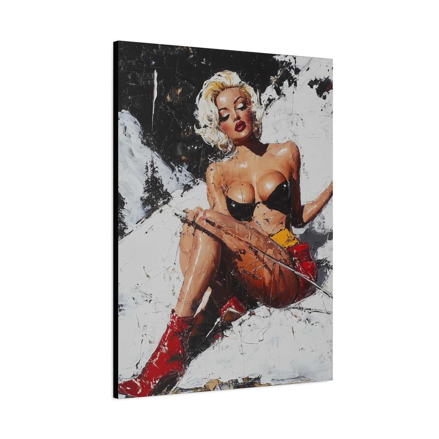 Gallery Wrapped Canvas, Guilt and Grit Adult Art Canvas, Erotic Pinup Art Canvas – Scarlett