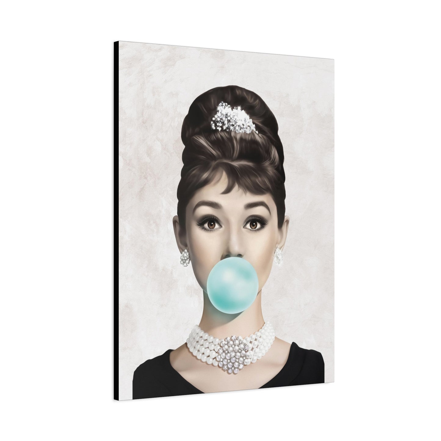 Gallery Wrapped Canvas, Audrey Hepburn Art Canvas, Celebrity Diva Art Canvas – Audrey Hepburn Bubblegum
