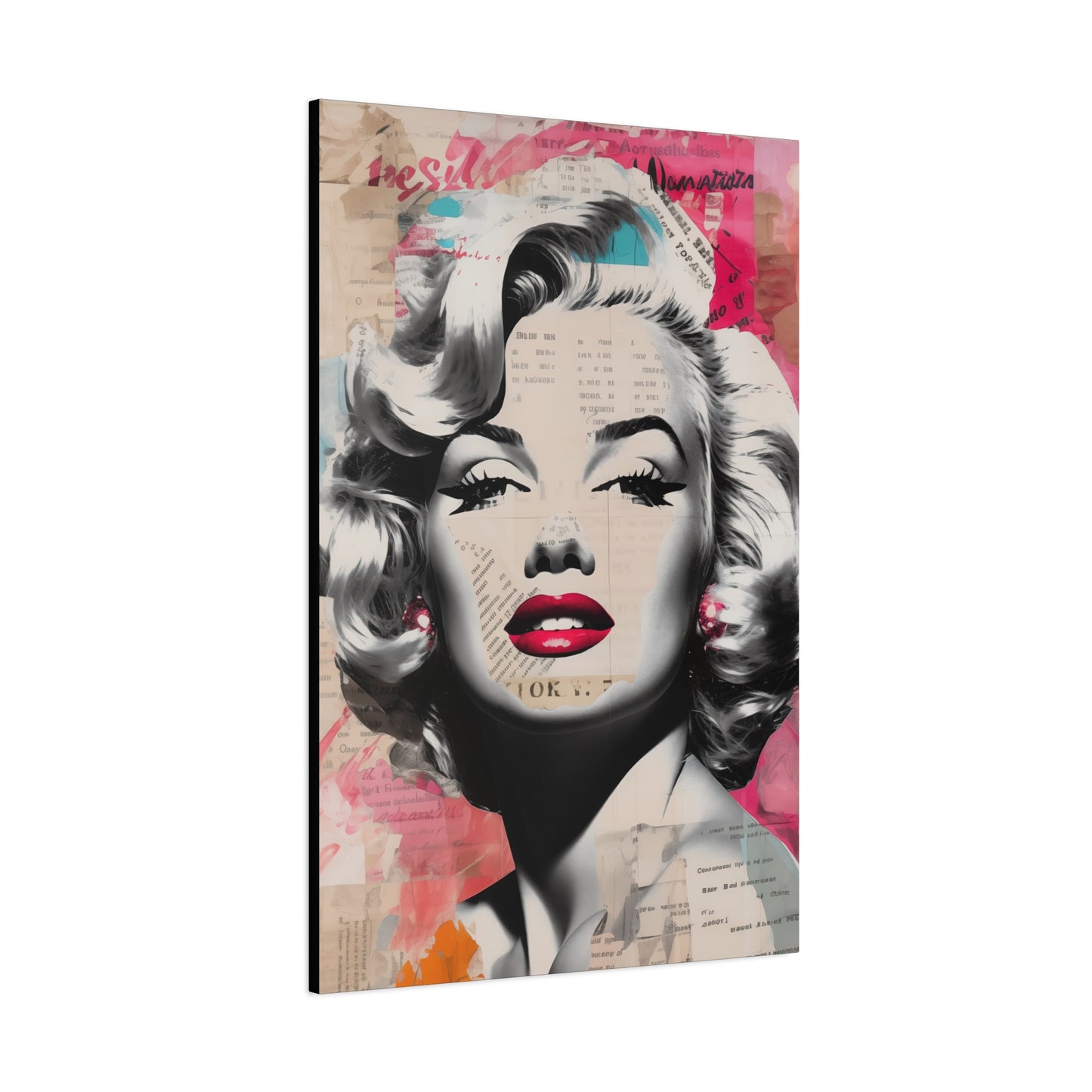 Canvas Wall Art, Gallery Wrapped Pop Art, Celebrity Wall Art – Marilyn Monroe - Newsprint