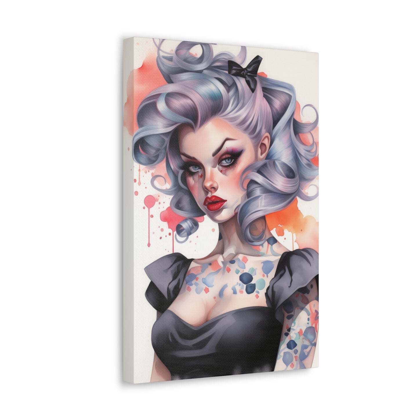 Gallery Wrapped Canvas, Edgy Tattooed Beauty, Urban Pop Art Canvas – Noelle