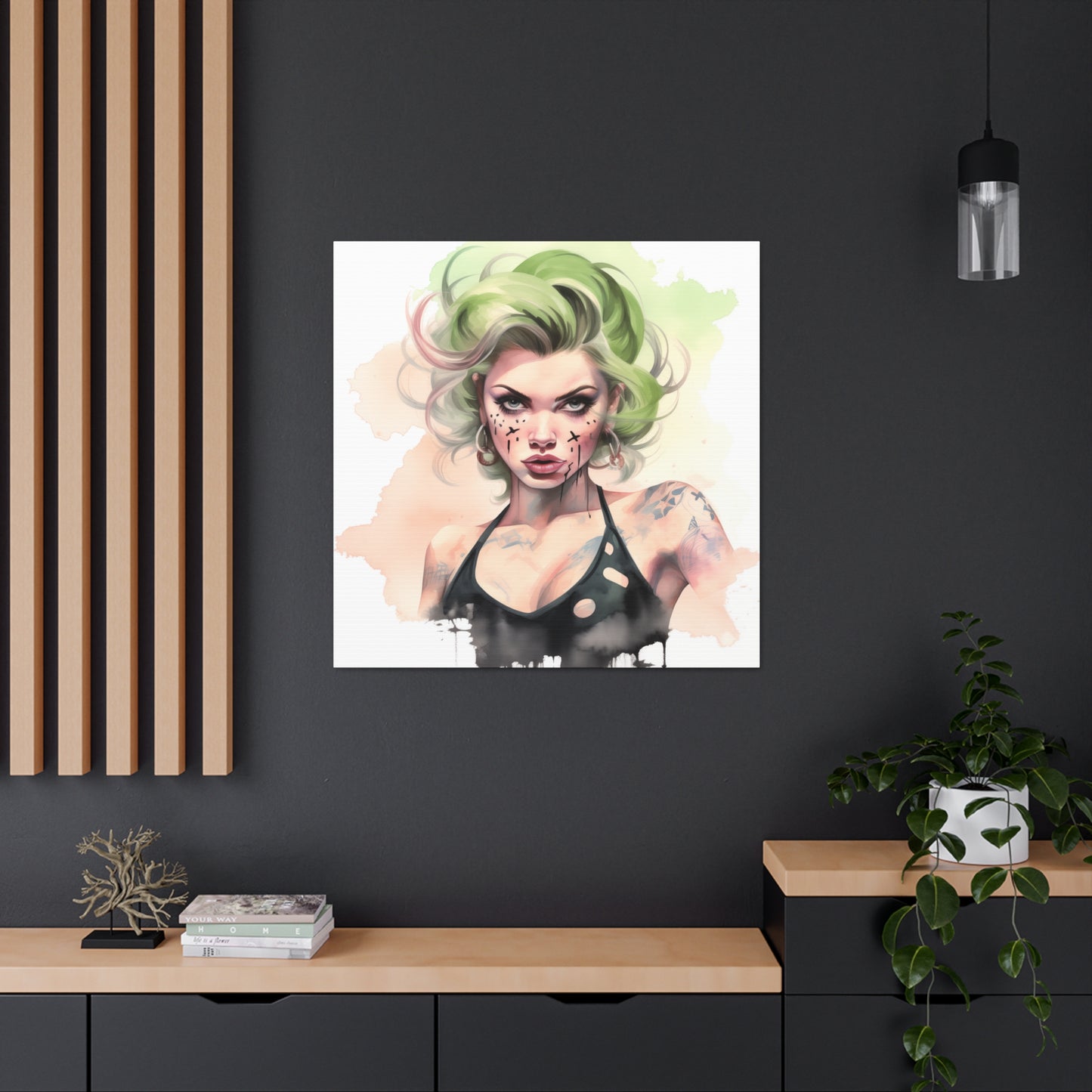 Gallery Wrapped Canvas, Edgy Tattooed Beauty, Urban Pop Art Canvas – Ivy