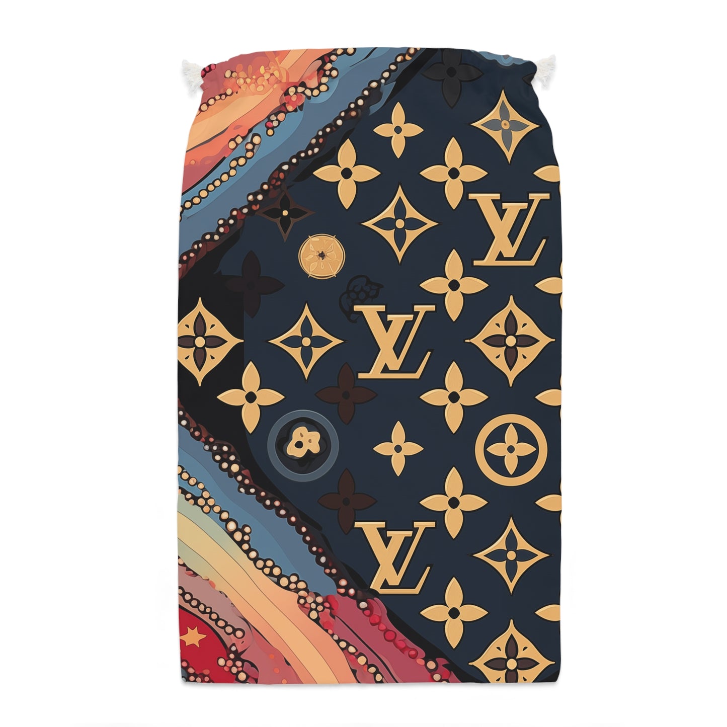 Designer Inspired Gift Sack - LV Navy Abstract