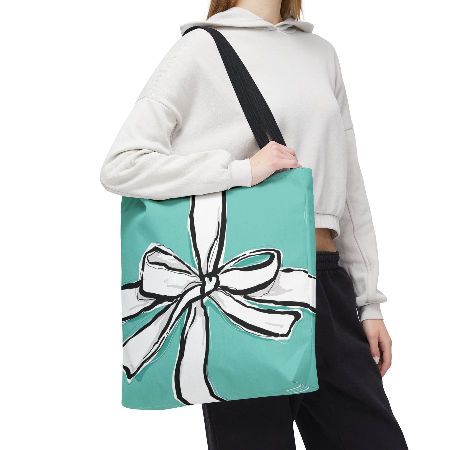 Robin Egg Blue Bow Tote Bag, Utility Tote - Breakfast at Tiffany Inspired Tote - Bow Tote