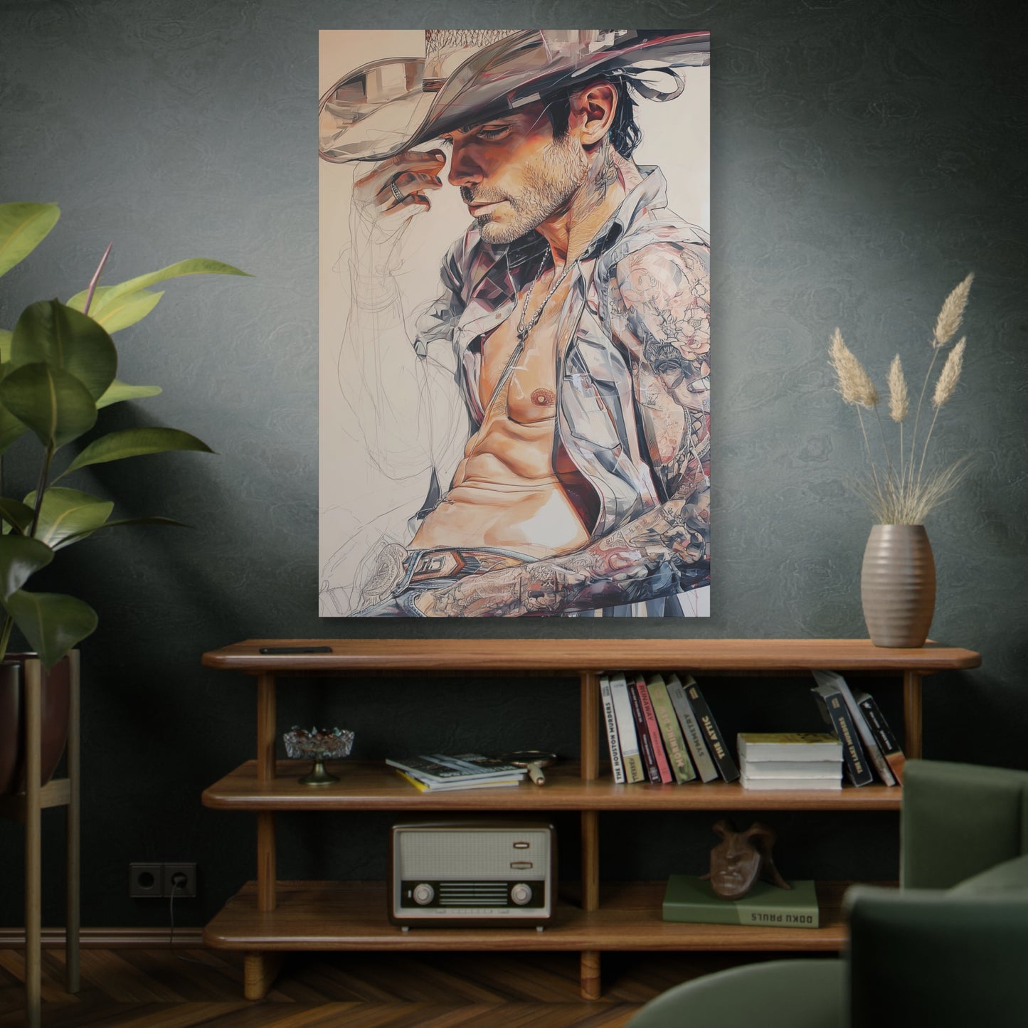 Gallery Wrapped Canvas, Wranglers and Wreckage Art Canvas, Erotic Pinup Art Canvas – Huck