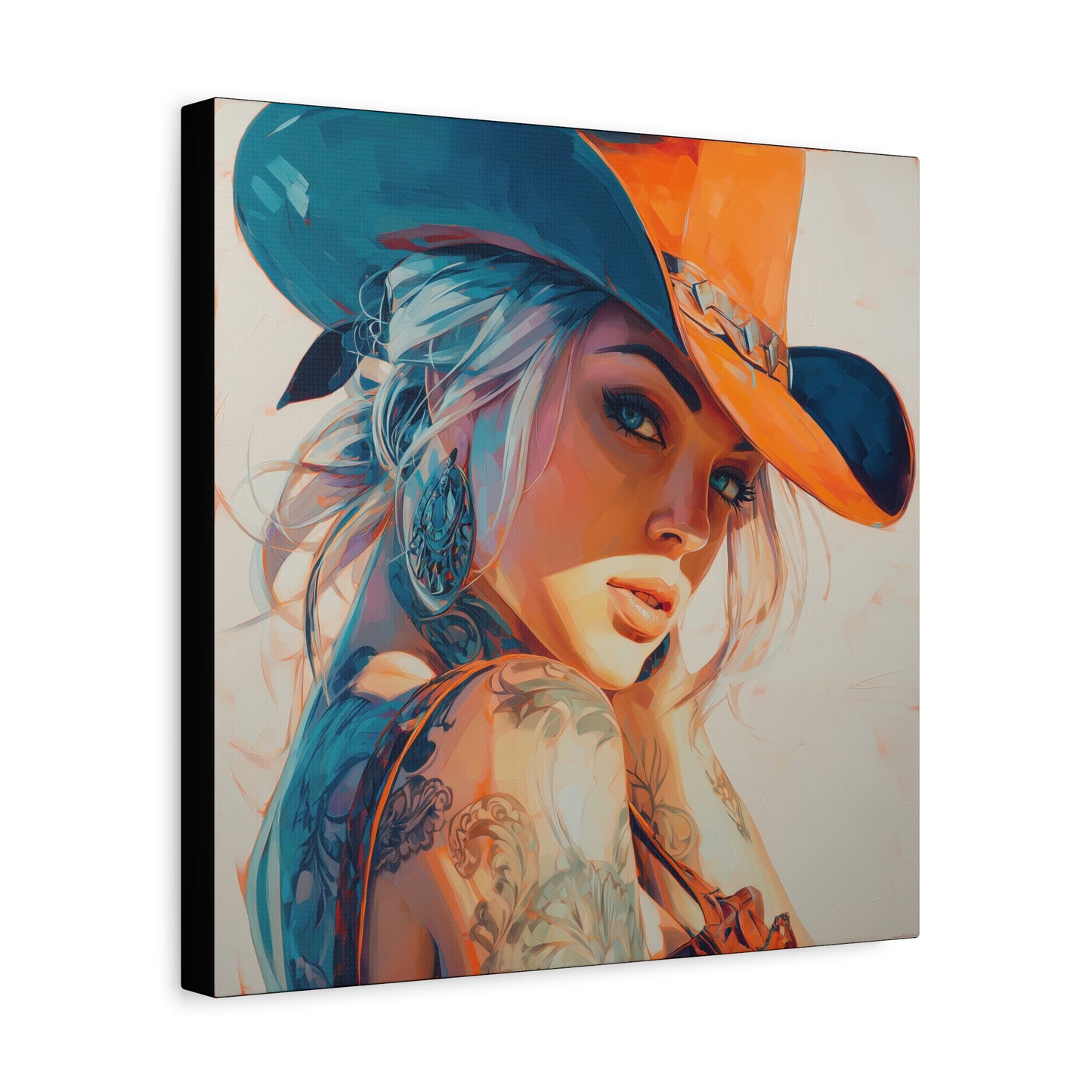 Gallery Wrapped Canvas, Wranglers and Wreckage Art Canvas, Erotic Pinup Art Canvas – Cheyenne