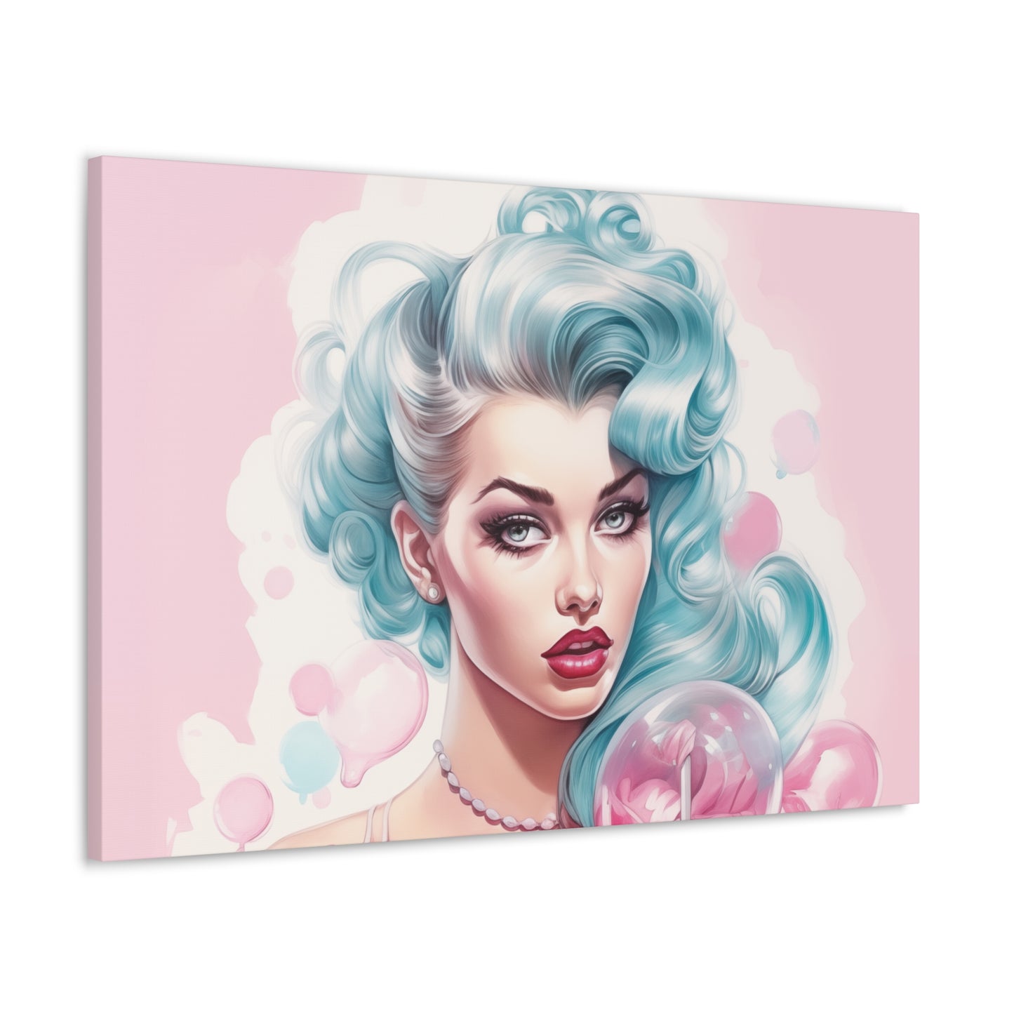 Canvas Gallery Wrapped High-Fashion Wall Art, Stylish Decor, Retro Femme Doll Pop Art – Tessa