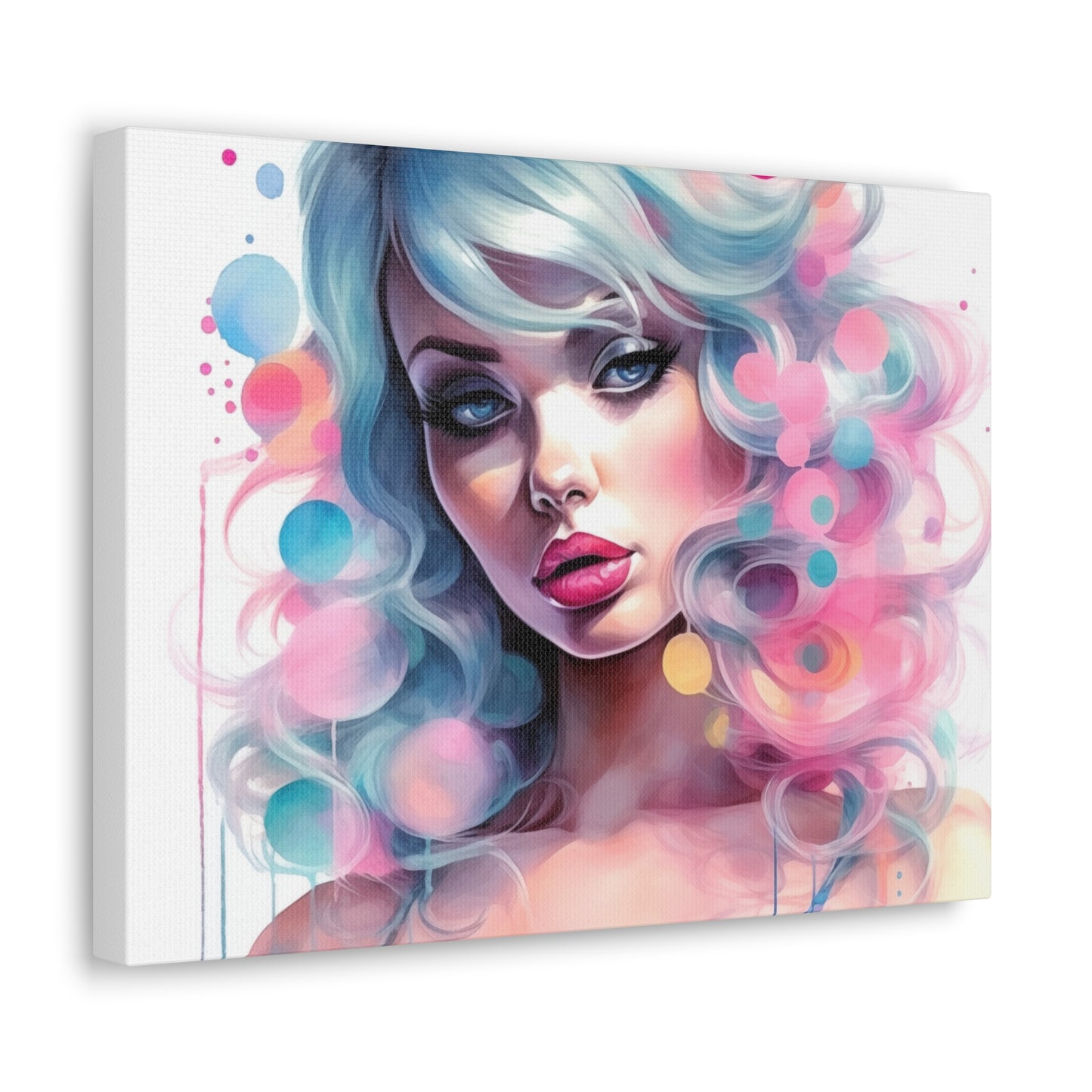 Canvas Gallery Wrapped High-Fashion Wall Art, Stylish Decor, Retro Femme Doll Pop Art – Sylvie
