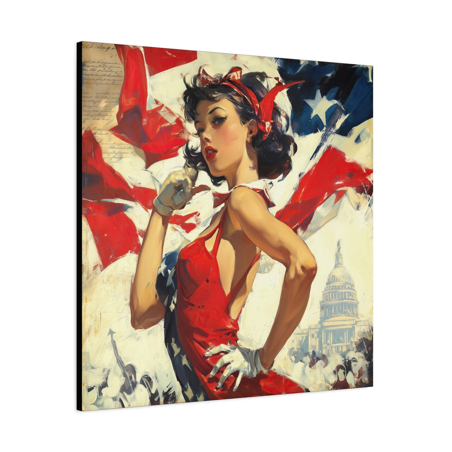 Gallery Wrapped Canvas, American Nonsense Art Canvas, Political Pinup Art Canvas - Mindy