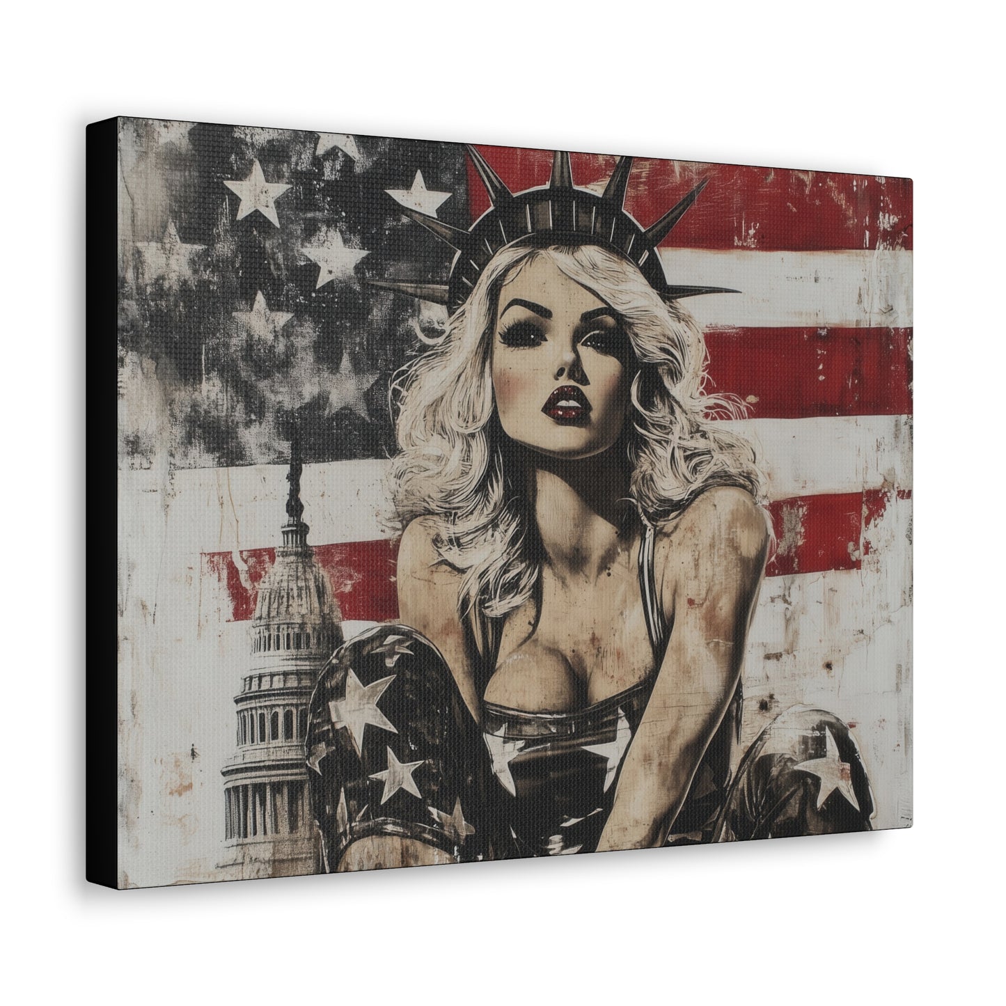 Gallery Wrapped Canvas, Liberty and Lace Art Canvas, Patriotic Art Canvas – Kimberly