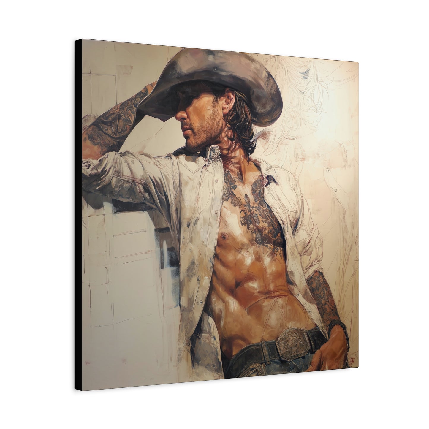 Gallery Wrapped Canvas, Wranglers and Wreckage Art Canvas, Erotic Pinup Art Canvas – Wyatt