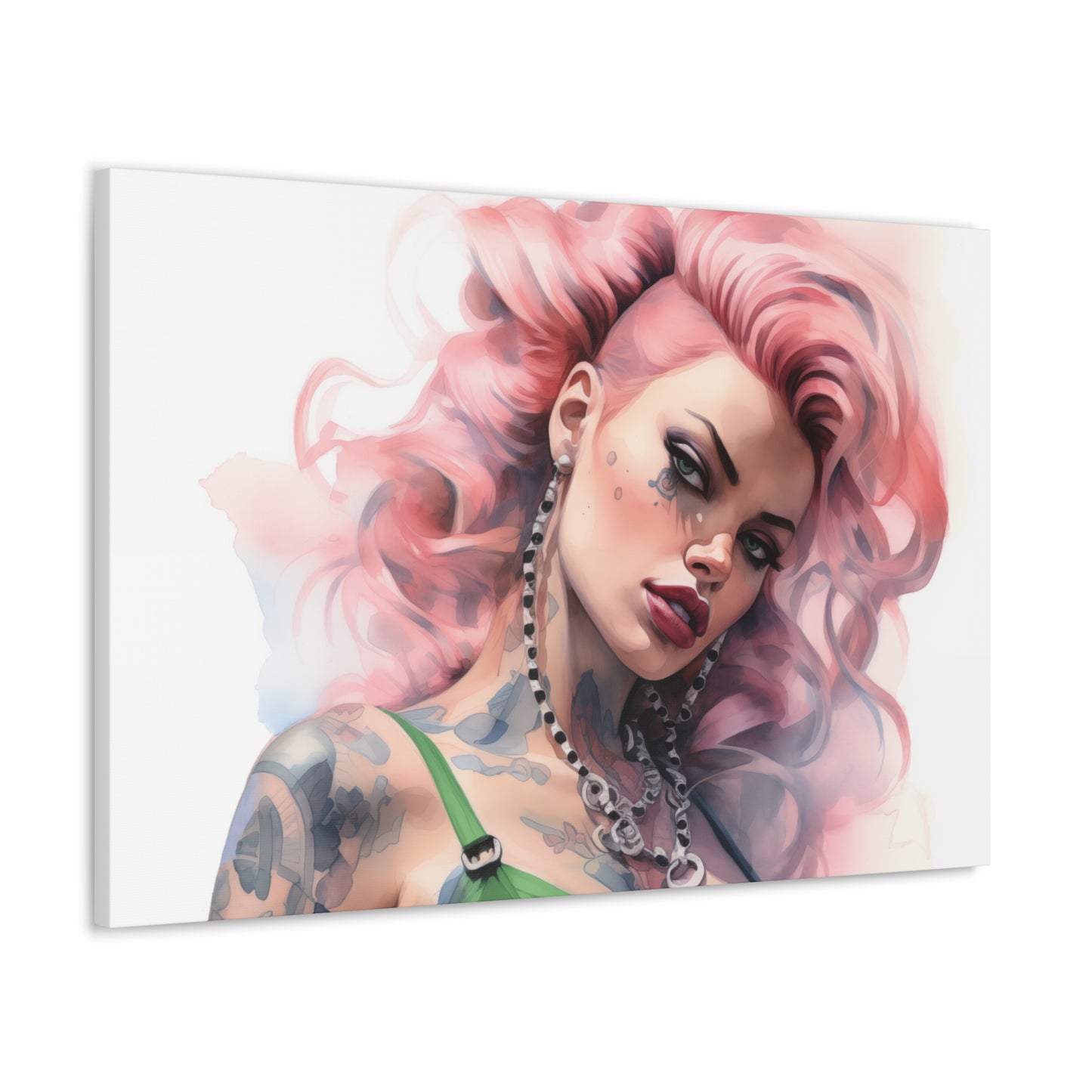 Gallery Wrapped Canvas, Edgy Tattooed Beauty, Urban Pop Art Canvas – Colette