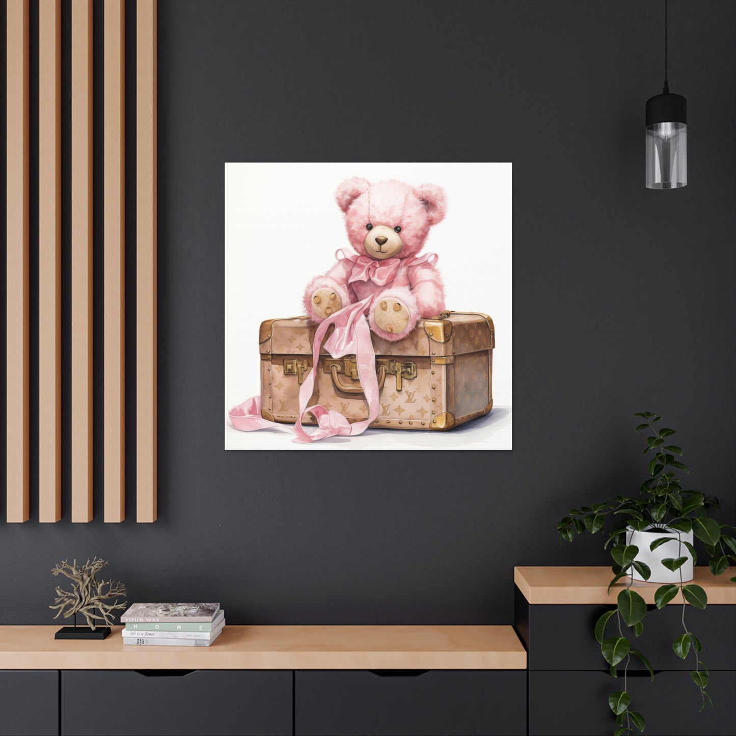 Canvas Gallery Wrap - LV Bear Wall Art - Gold Buttons