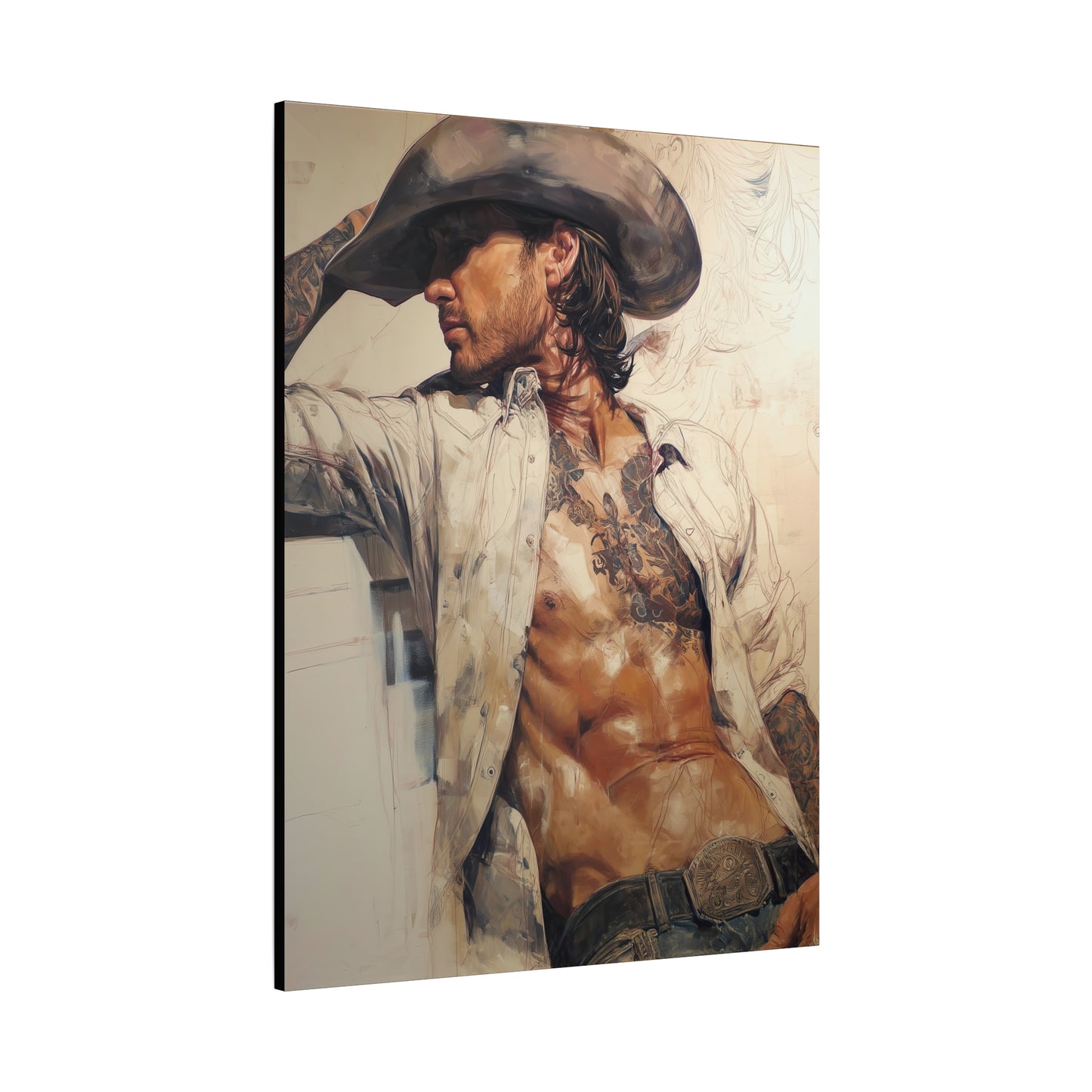 Gallery Wrapped Canvas, Wranglers and Wreckage Art Canvas, Erotic Pinup Art Canvas – Wyatt