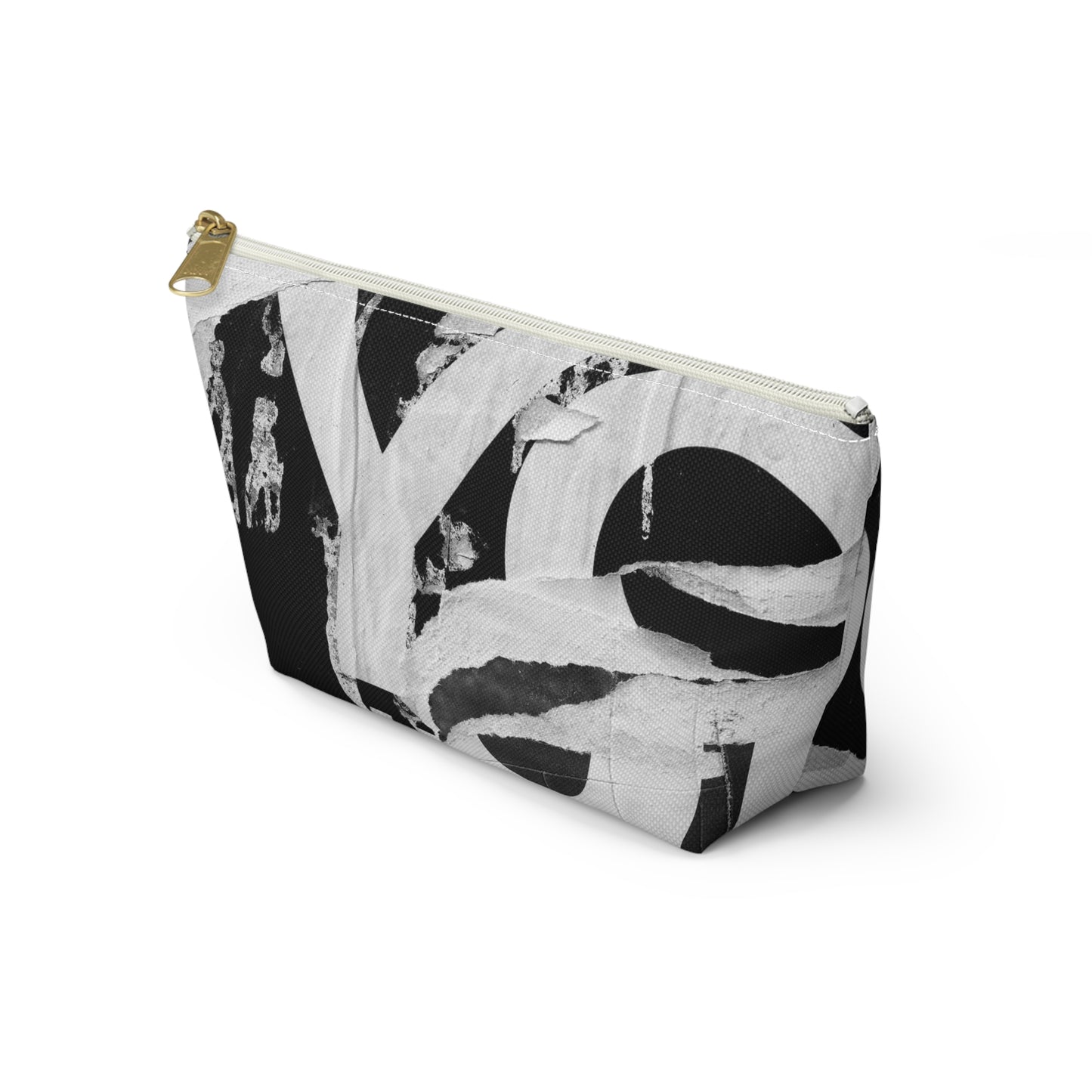 Accessory Pouch - Torn Poster Street Art Makeup Bag - Black and White YO - Urban Street Art