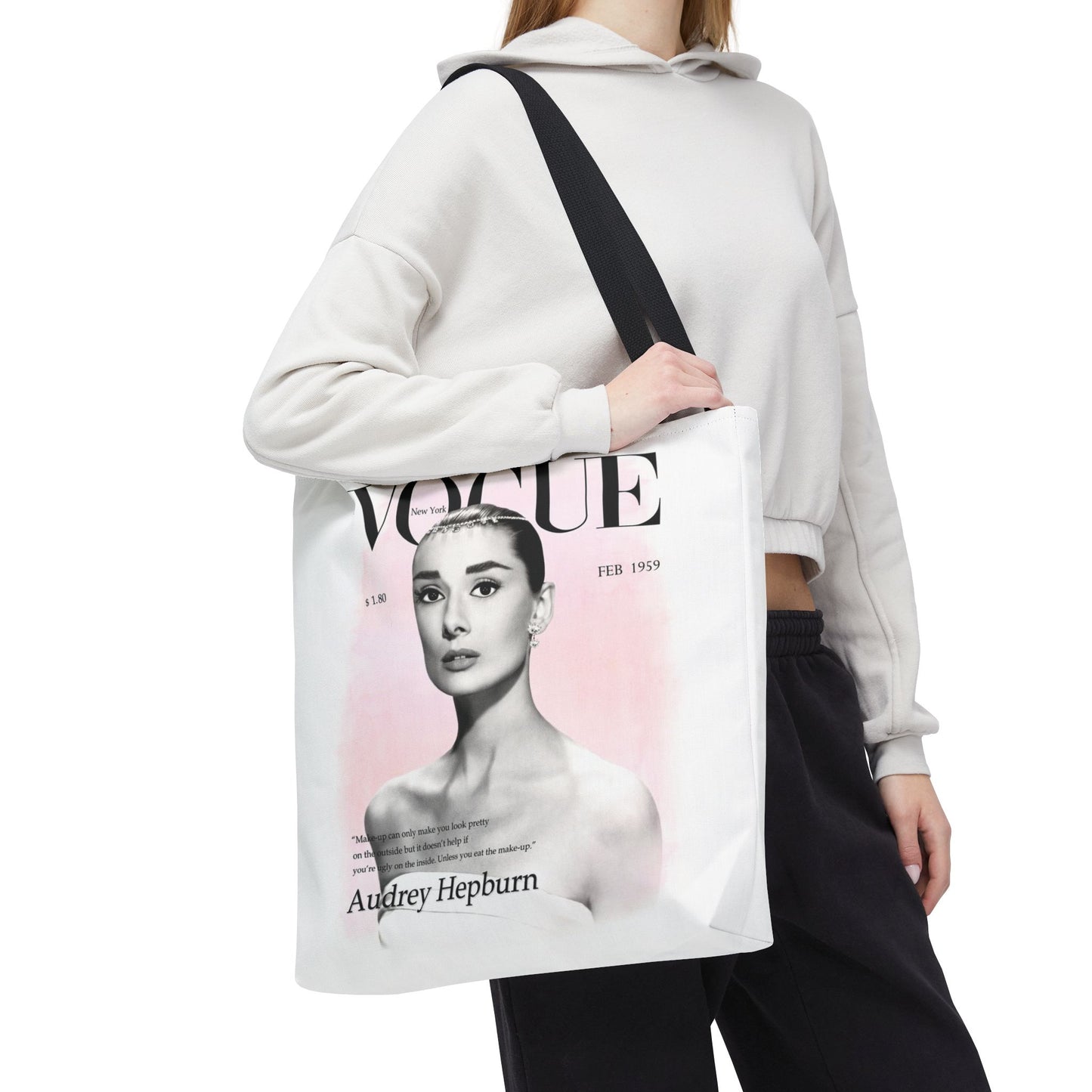 Audrey Hepburn Vogue Tote Bag - Fashion Canvas Tote Bag - Custom Designer Inspired Tote
