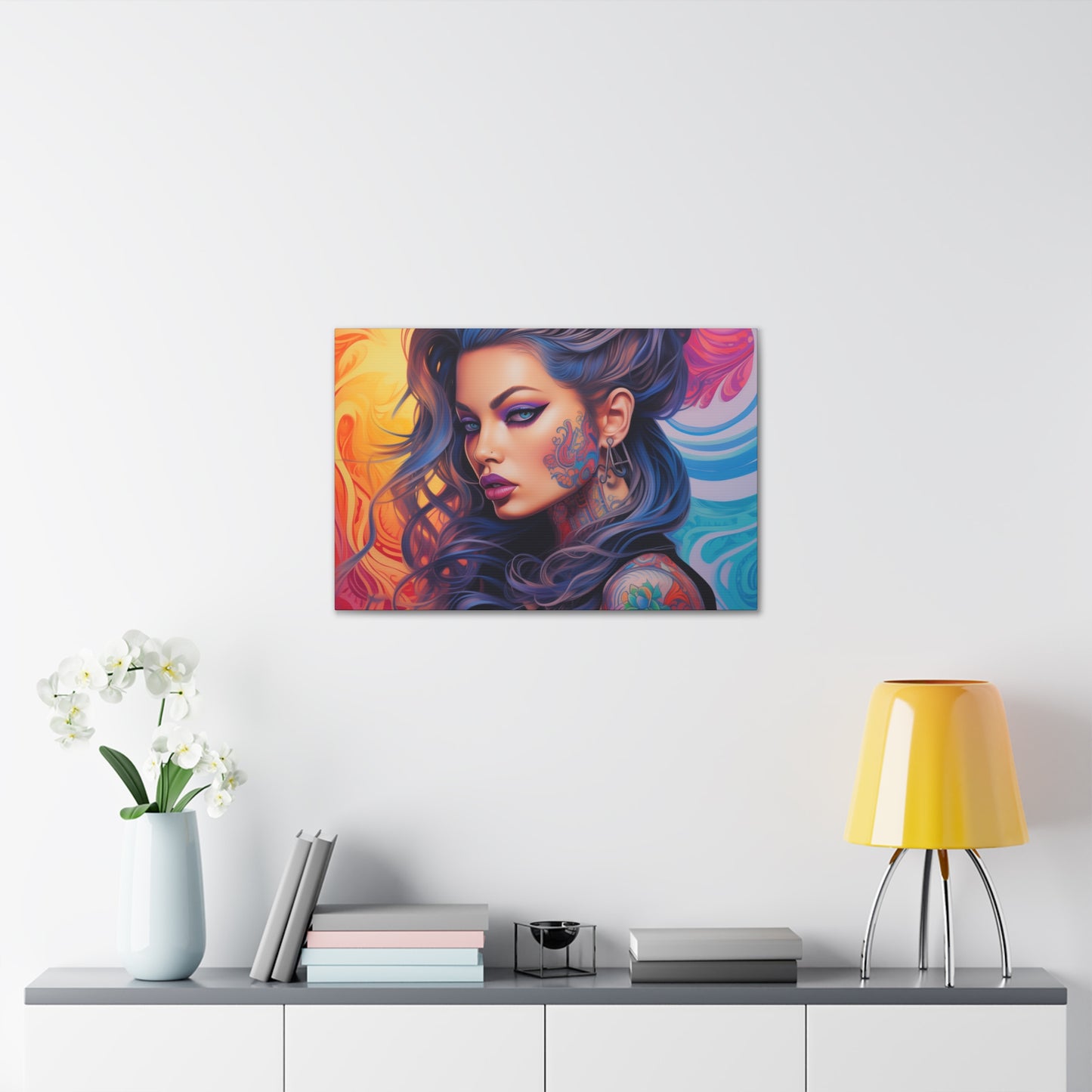 Gallery Wrapped Canvas, Edgy Tattooed Beauty, Urban Pop Art Canvas – Faye