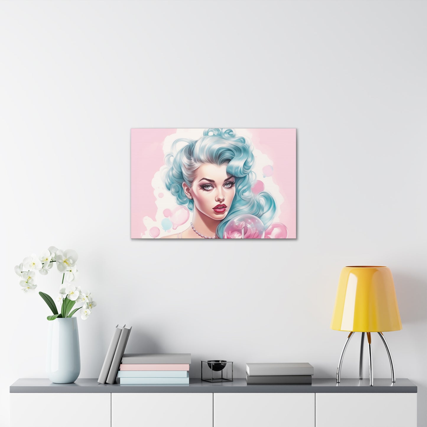 Canvas Gallery Wrapped High-Fashion Wall Art, Stylish Decor, Retro Femme Doll Pop Art – Tessa