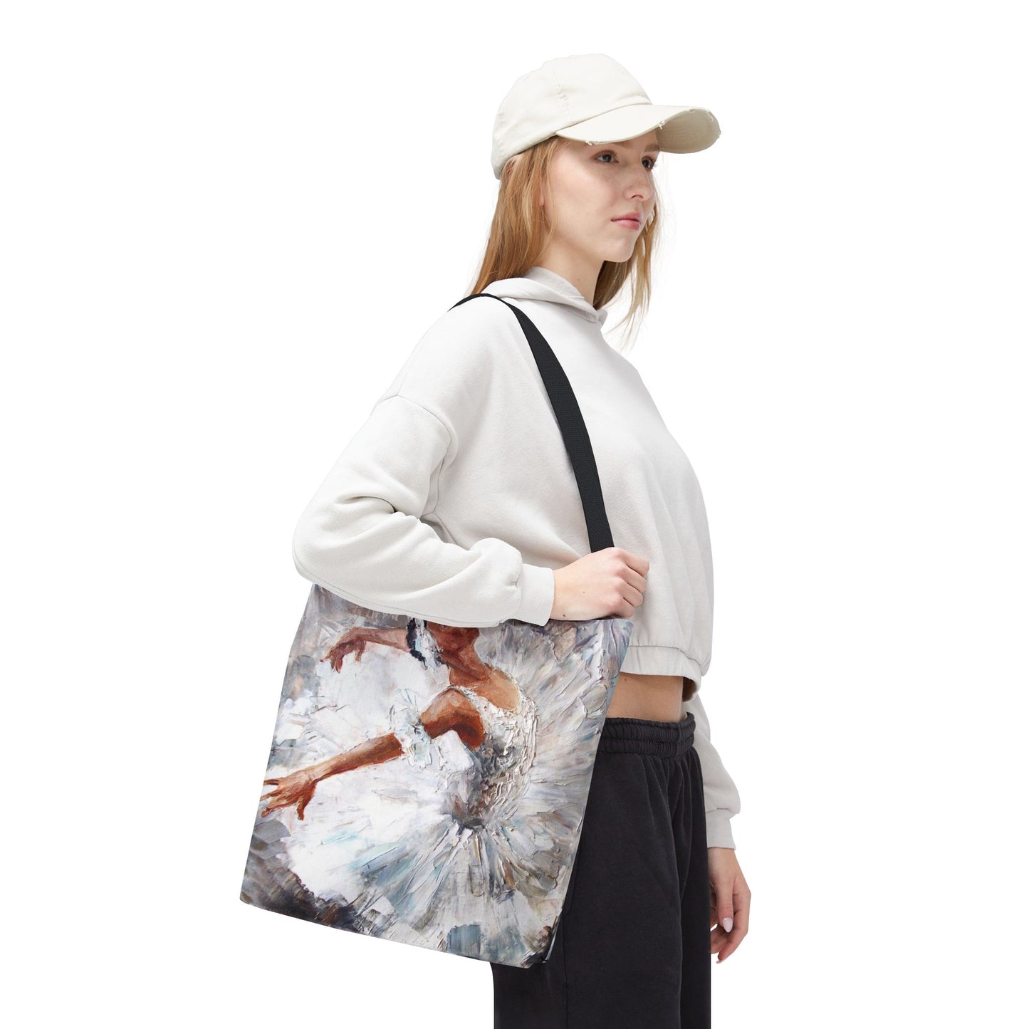 Ballerina Square Tote Bag, Basic Tote - White Swan Ballet Bag
