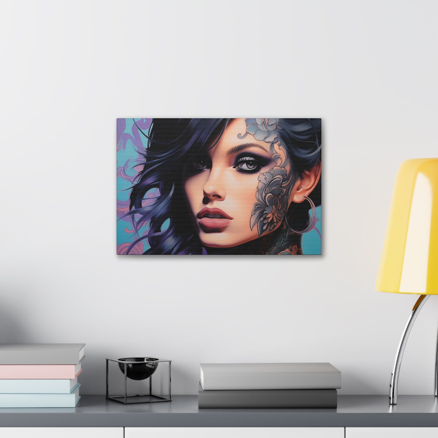Gallery Wrapped Canvas, Edgy Tattooed Beauty, Urban Pop Art Canvas – Dominique