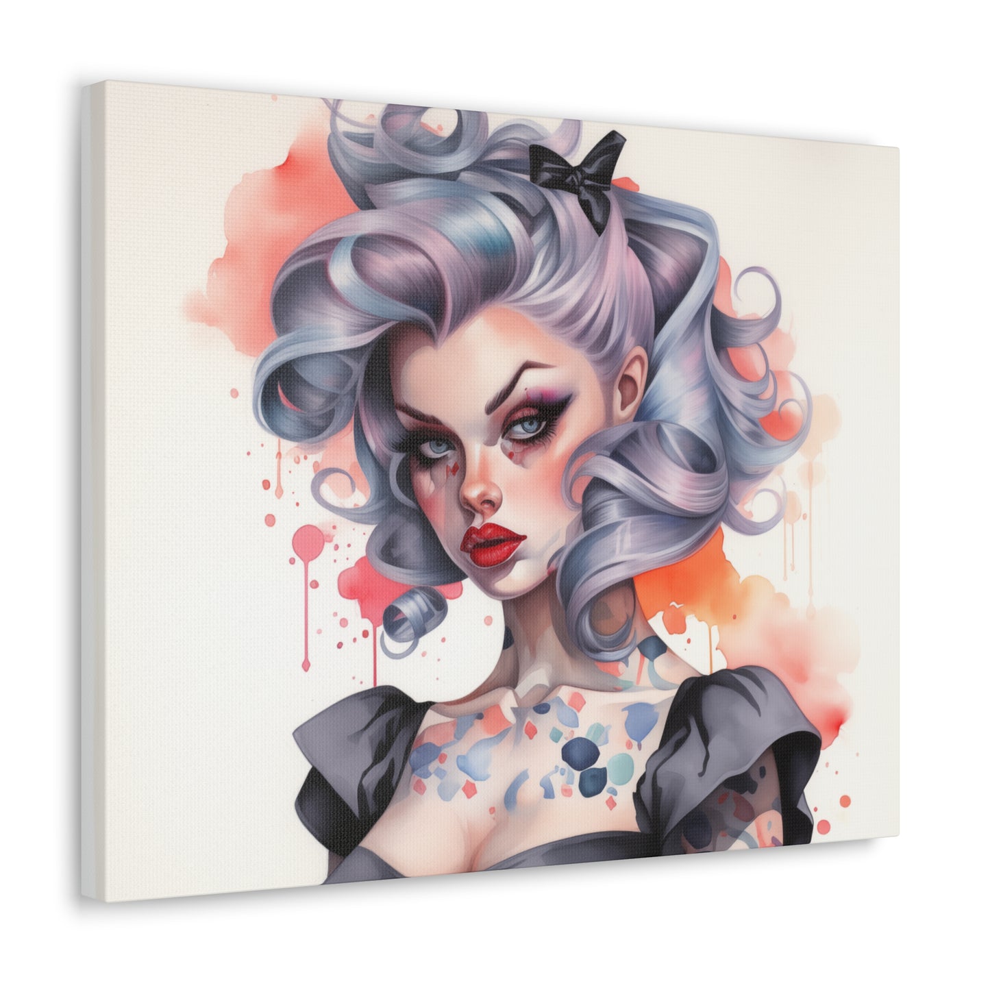 Gallery Wrapped Canvas, Edgy Tattooed Beauty, Urban Pop Art Canvas – Noelle