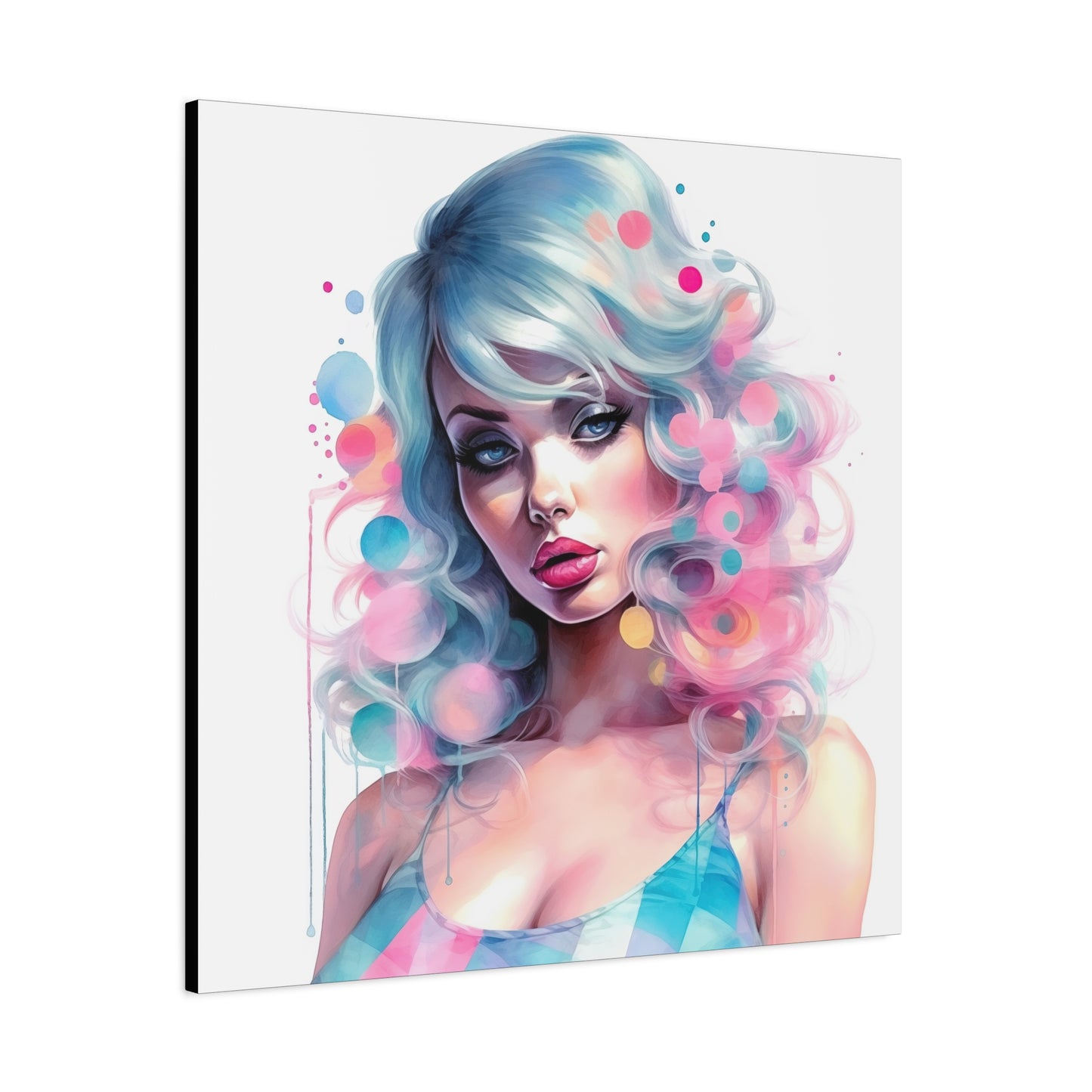 Canvas Gallery Wrapped High-Fashion Wall Art, Stylish Decor, Retro Femme Doll Pop Art – Sylvie