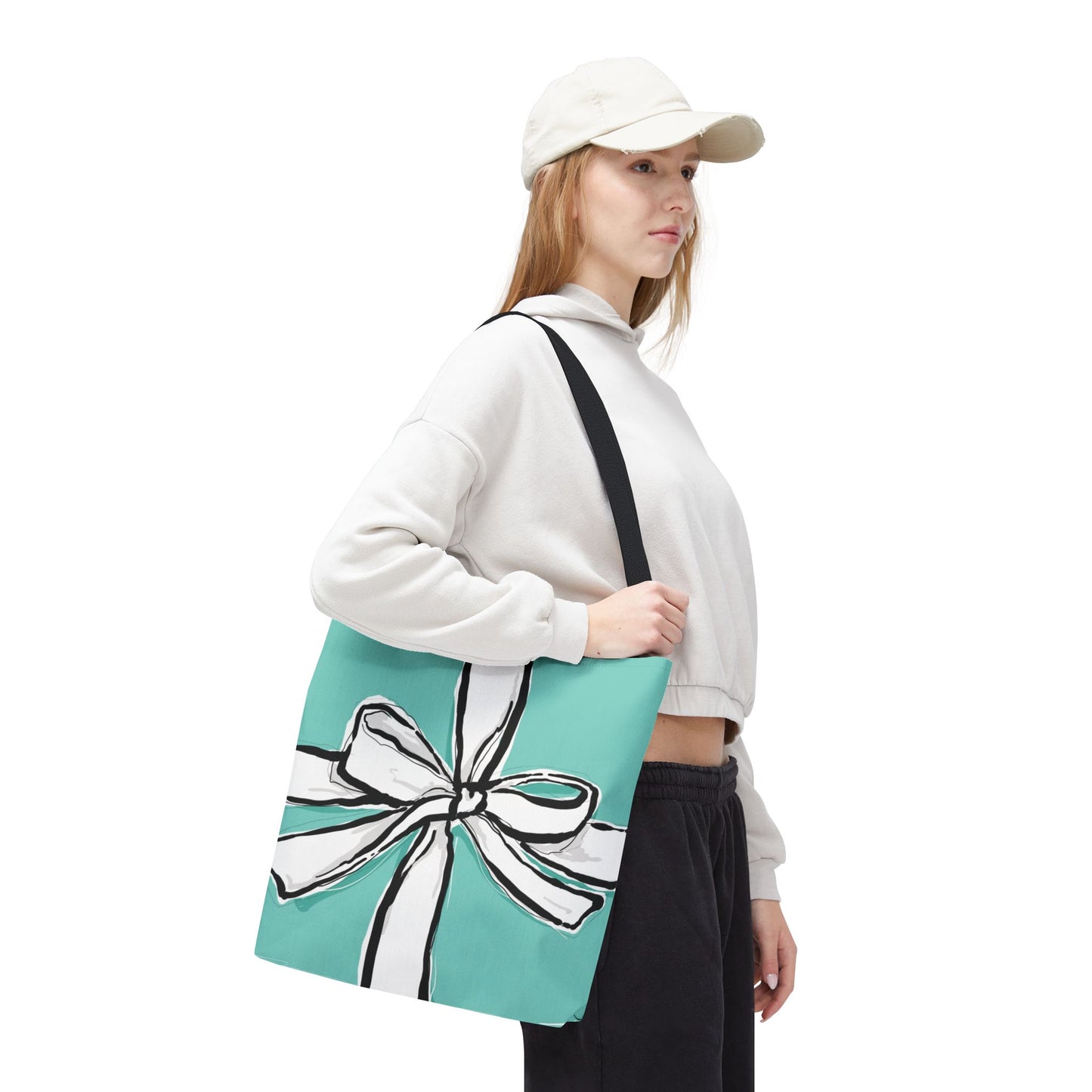 Robin Egg Blue Bow Tote Bag, Utility Tote - Breakfast at Tiffany Inspired Tote - Bow Tote