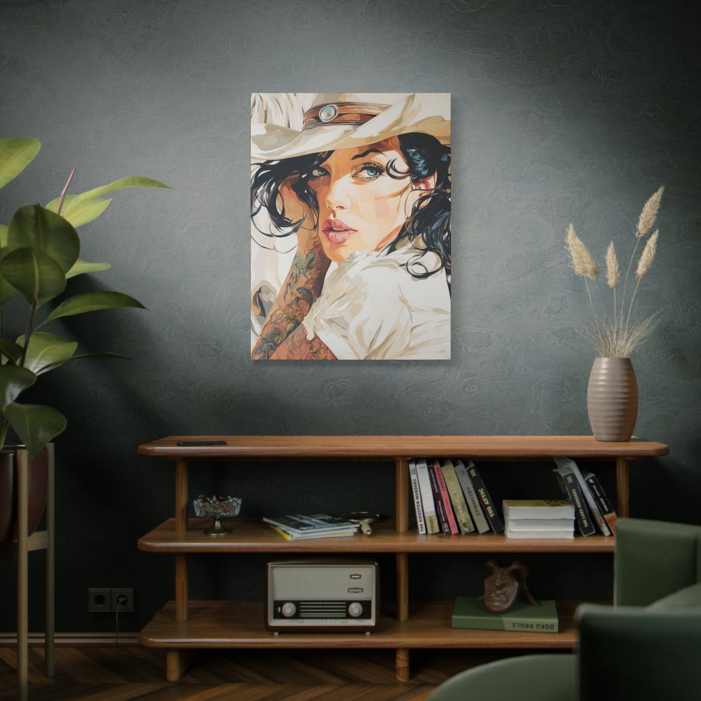 Gallery Wrapped Canvas, Wranglers and Wreckage Art Canvas, Erotic Pinup Art Canvas – Lacey