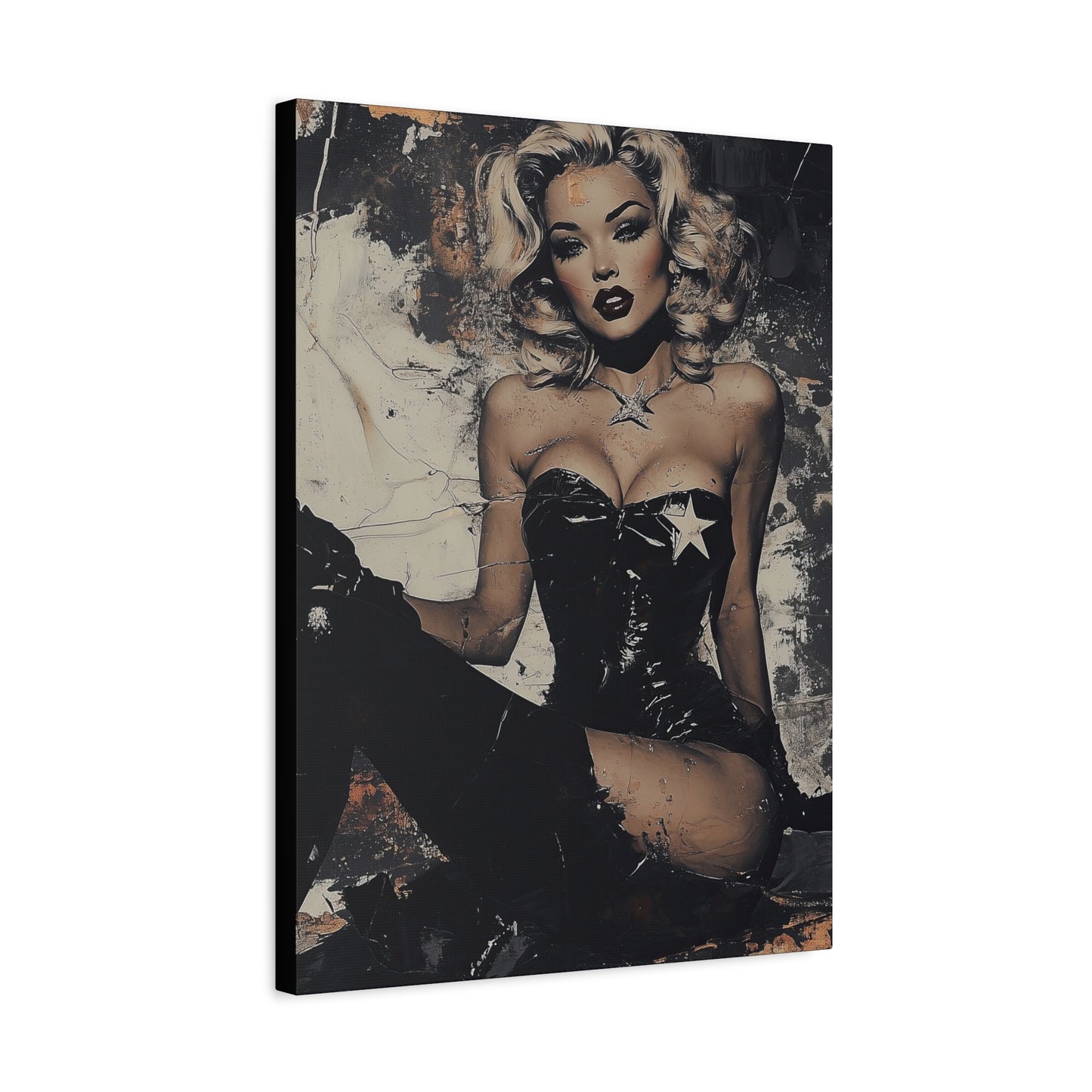 Gallery Wrapped Canvas, Guilt and Grit Adult Art Canvas, Erotic Pinup Art Canvas – Bianca
