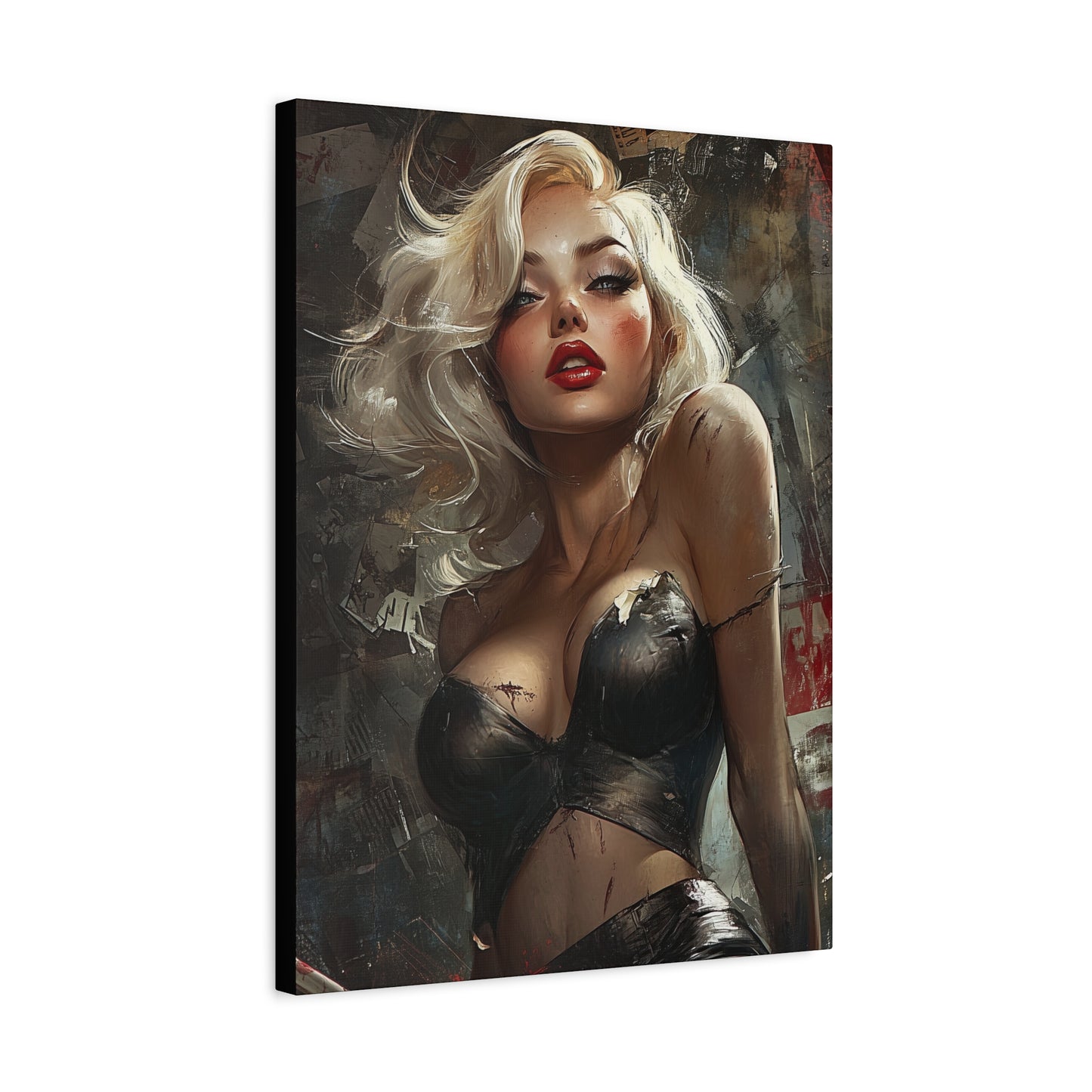 Gallery Wrapped Canvas, Guilt and Grit Adult Art Canvas, Erotic Pinup Art Canvas – Noelle