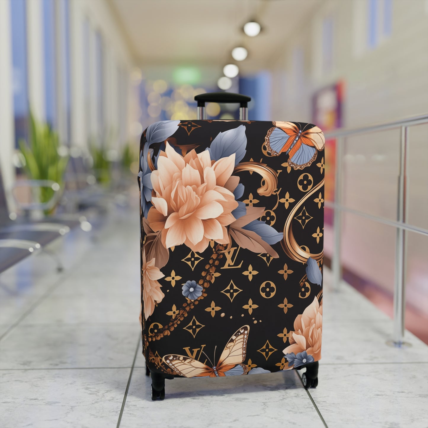 Designer Inspired Luggage Cover - LV Pink Blooms