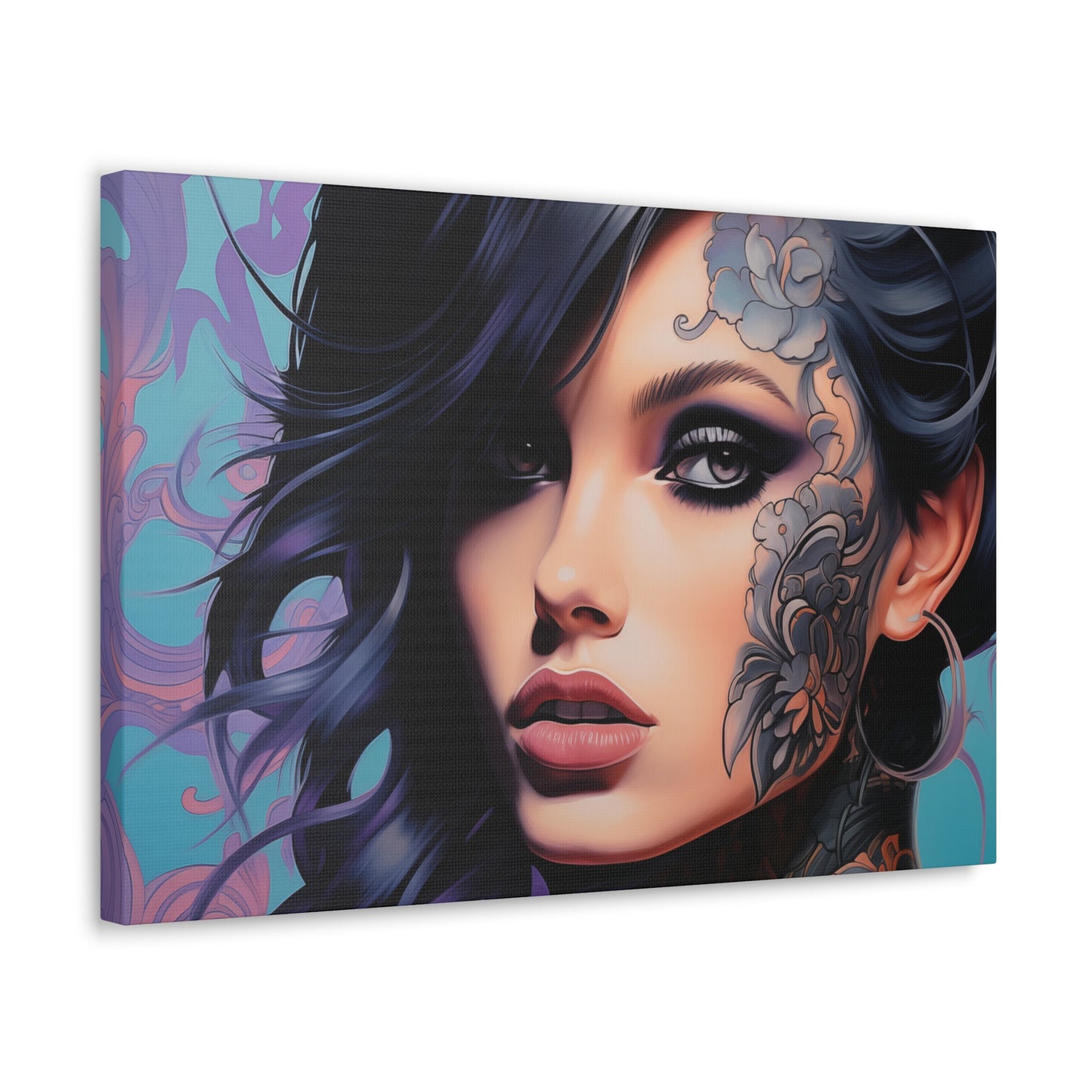Gallery Wrapped Canvas, Edgy Tattooed Beauty, Urban Pop Art Canvas – Dominique