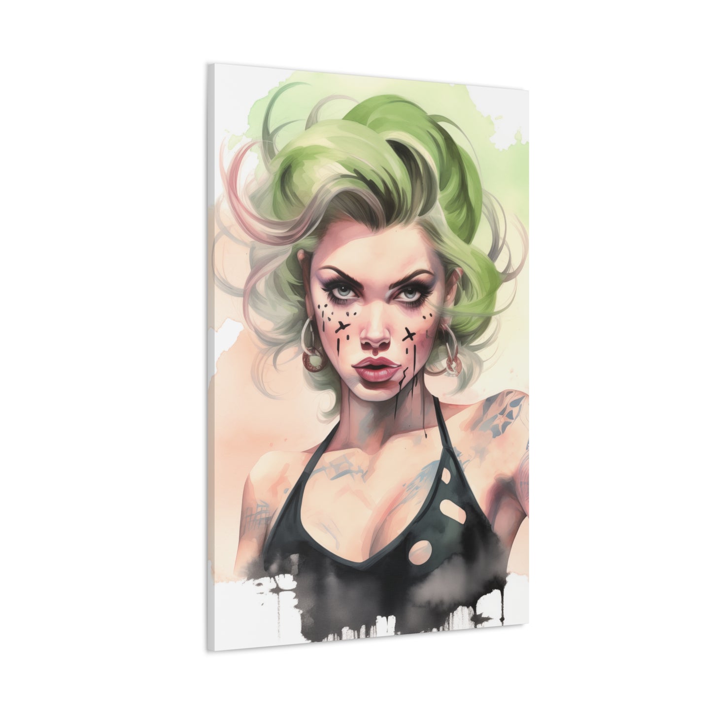 Gallery Wrapped Canvas, Edgy Tattooed Beauty, Urban Pop Art Canvas – Ivy