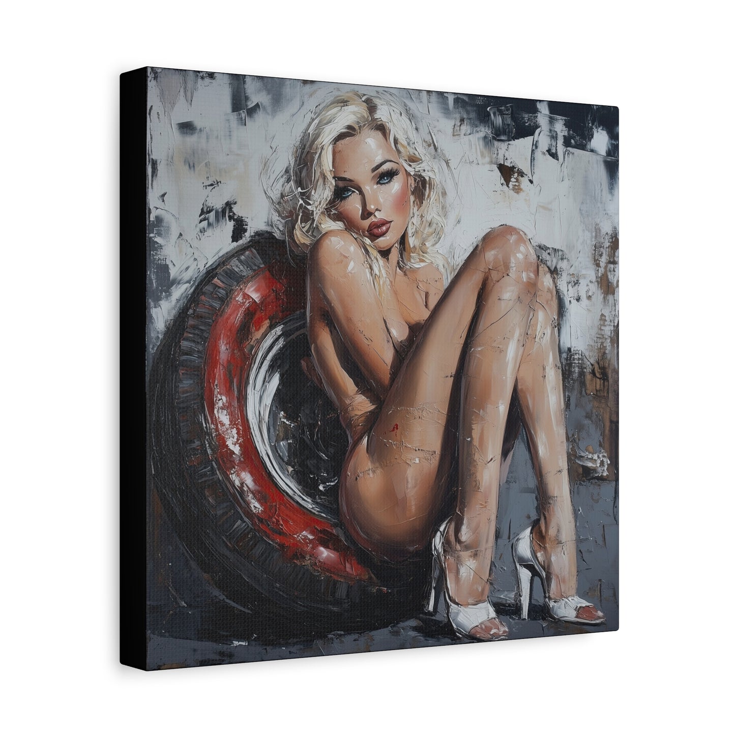 Gallery Wrapped Canvas, Guilt and Grit Adult Art Canvas, Erotic Pinup Art Canvas – Elara