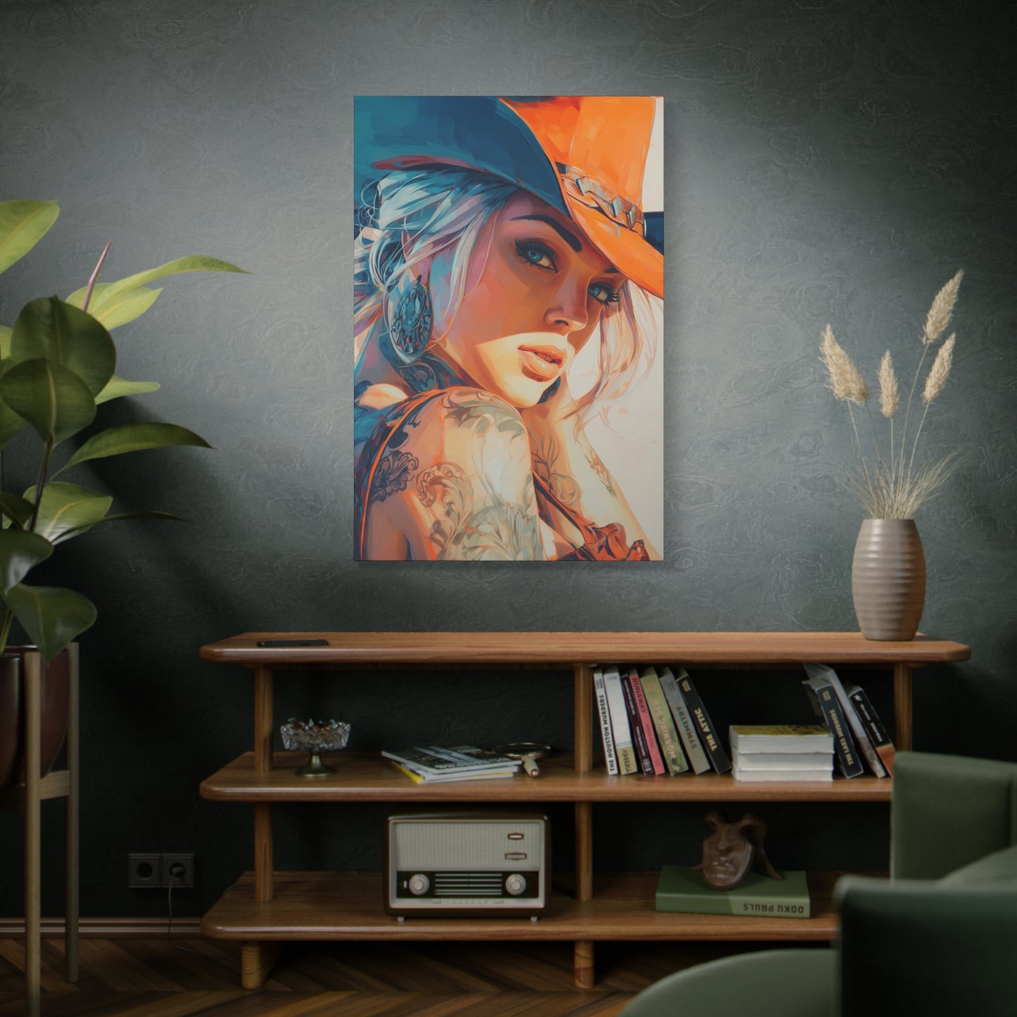 Gallery Wrapped Canvas, Wranglers and Wreckage Art Canvas, Erotic Pinup Art Canvas – Cheyenne