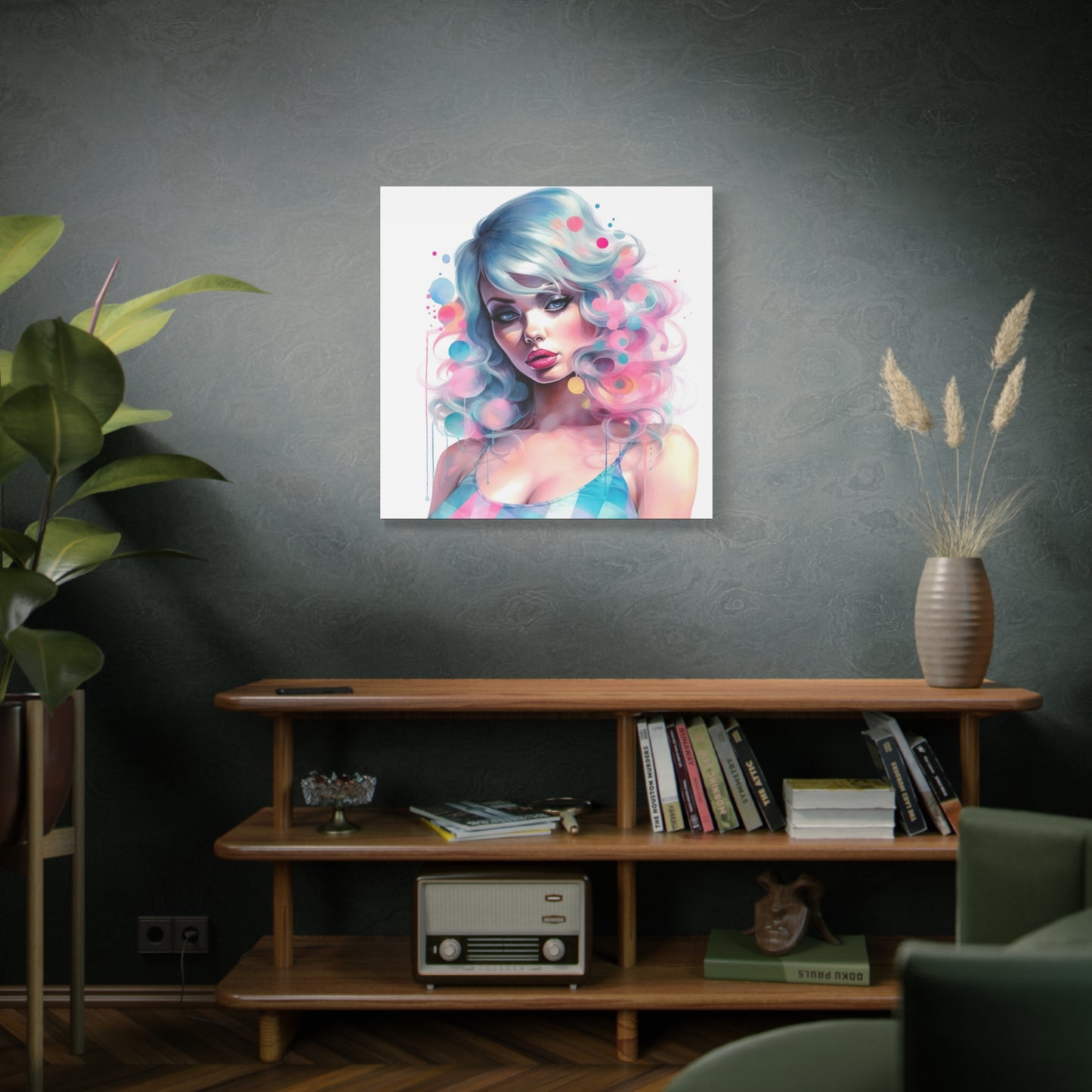 Canvas Gallery Wrapped High-Fashion Wall Art, Stylish Decor, Retro Femme Doll Pop Art – Sylvie