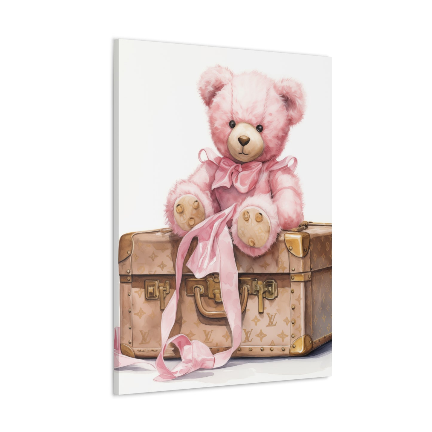 Canvas Gallery Wrap - LV Bear Wall Art - Gold Buttons
