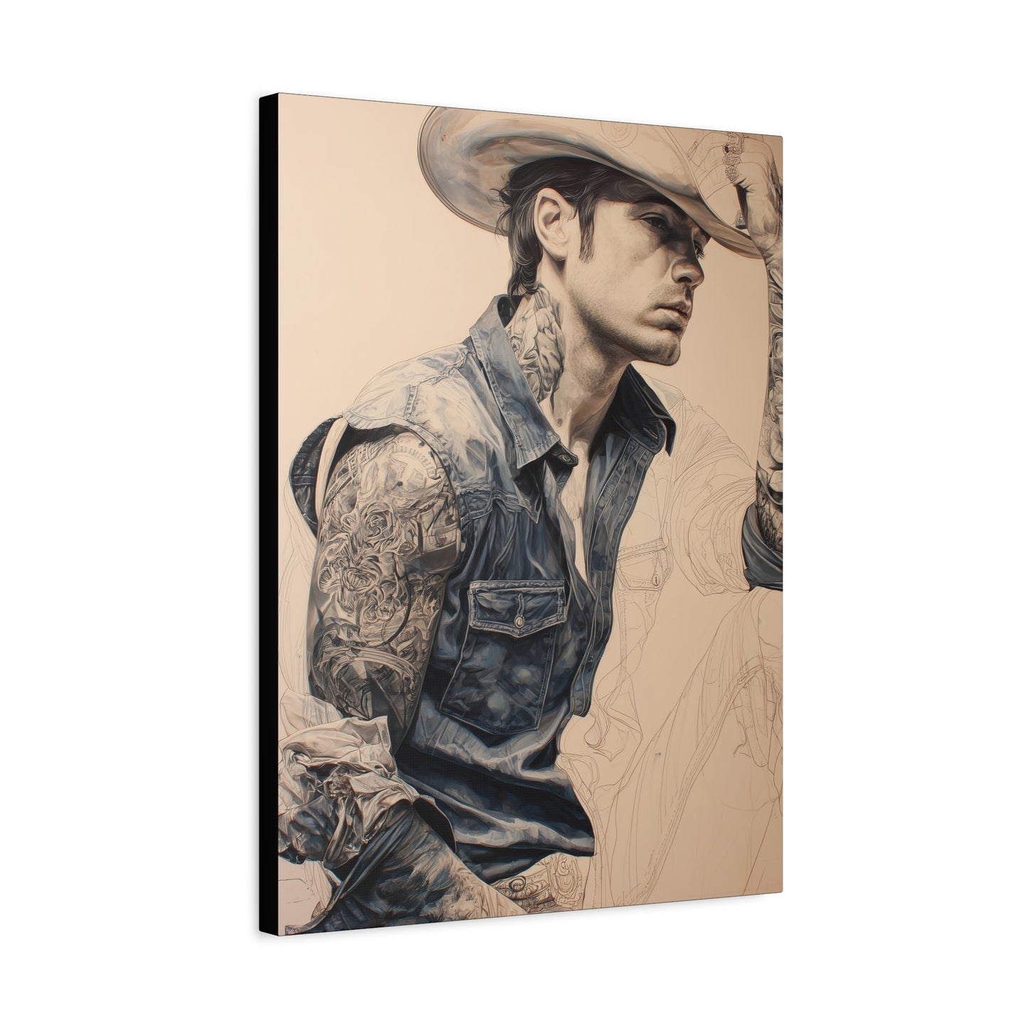 Gallery Wrapped Canvas, Wranglers and Wreckage Art Canvas, Erotic Pinup Art Canvas – Clay